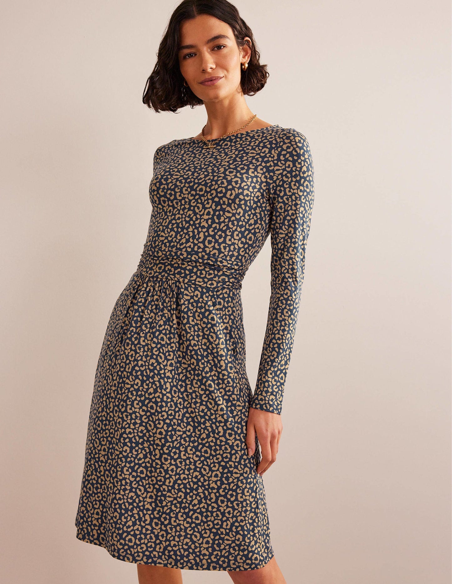 Abigail Jerseykleid-Kamelbraun, Tierabdruck