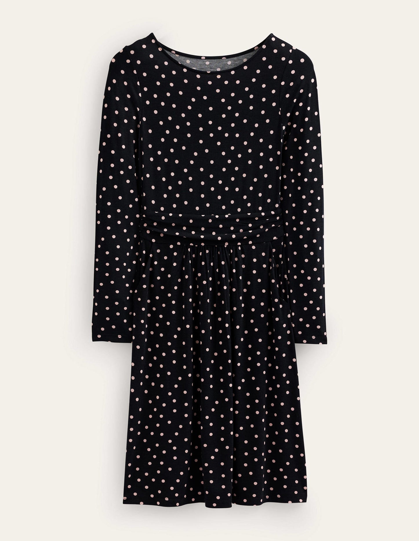 Abigail Jerseykleid-Schwarz und Milchshake, Gepunktet
