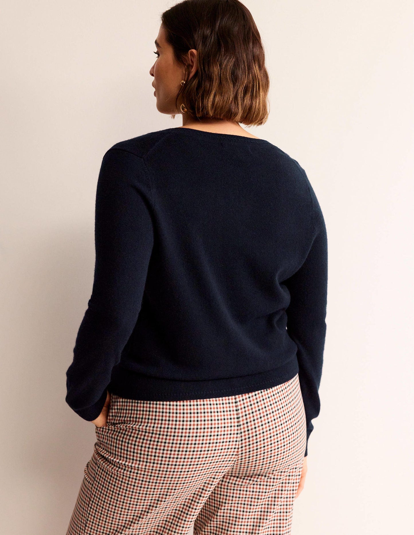 Eva Kaschmir-Strickjacke mit Rundhalsausschnitt-Aqua Marine Marl