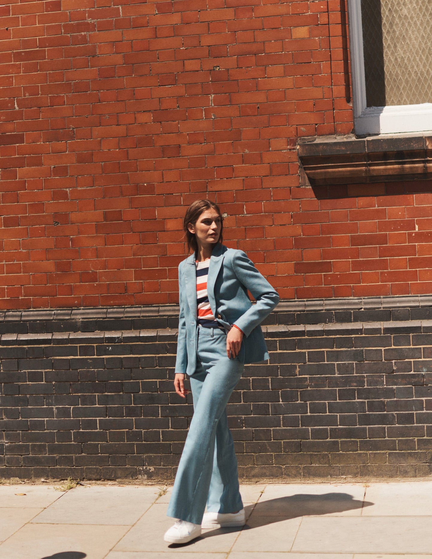 Pantalon Westbourne en laine-Chevrons bleu