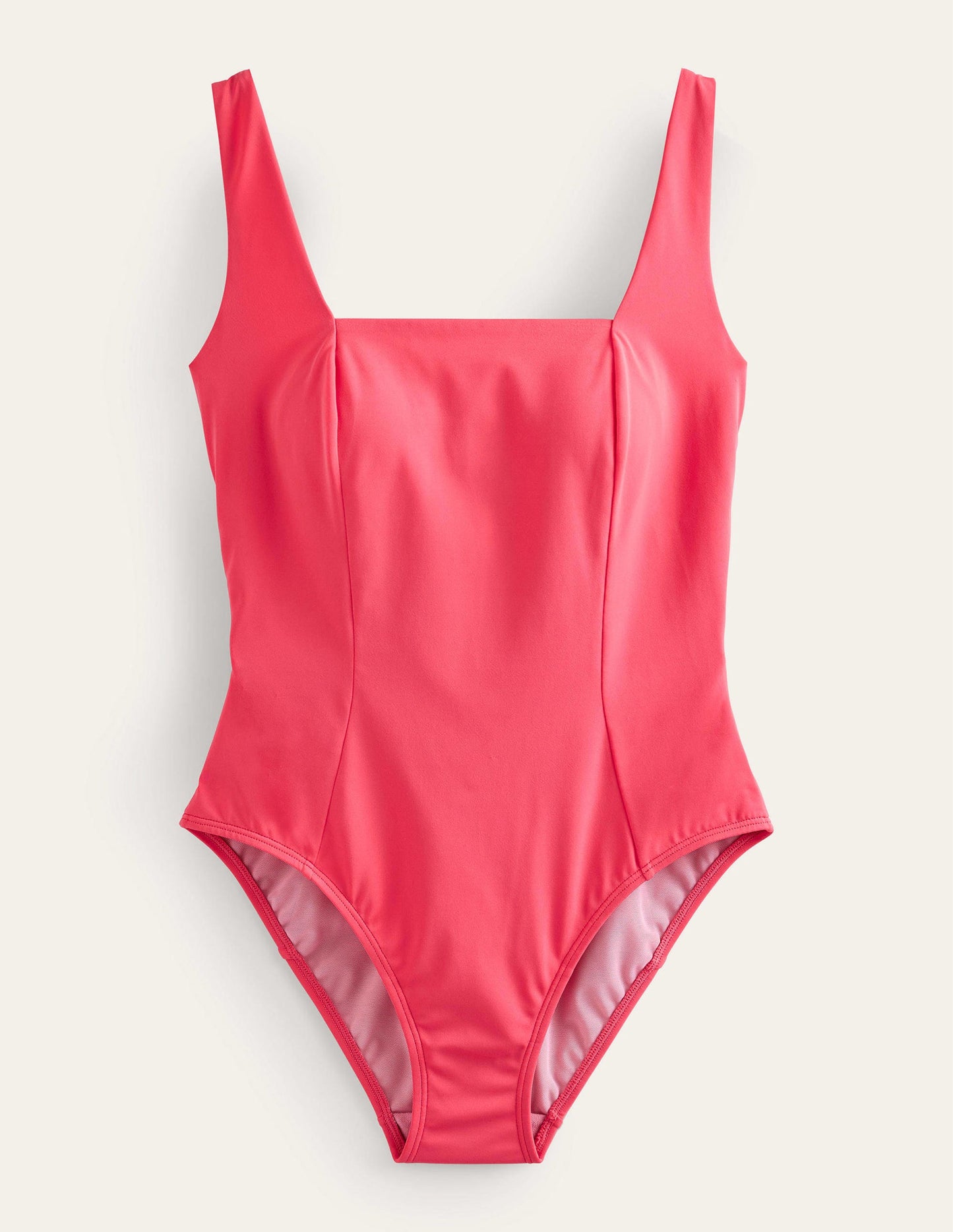 Badeanzug mit quadratischem Ausschnitt und Einsätzen-Rosa Beere