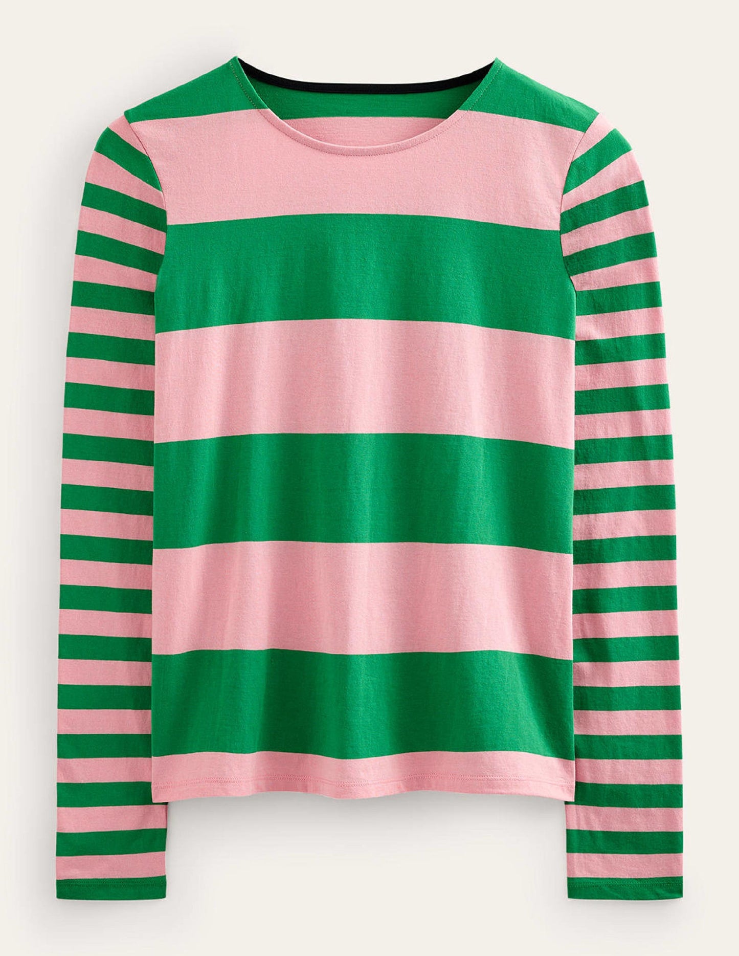 Marinière Bea à manches longues-Rose, motif pêle-mêle vert