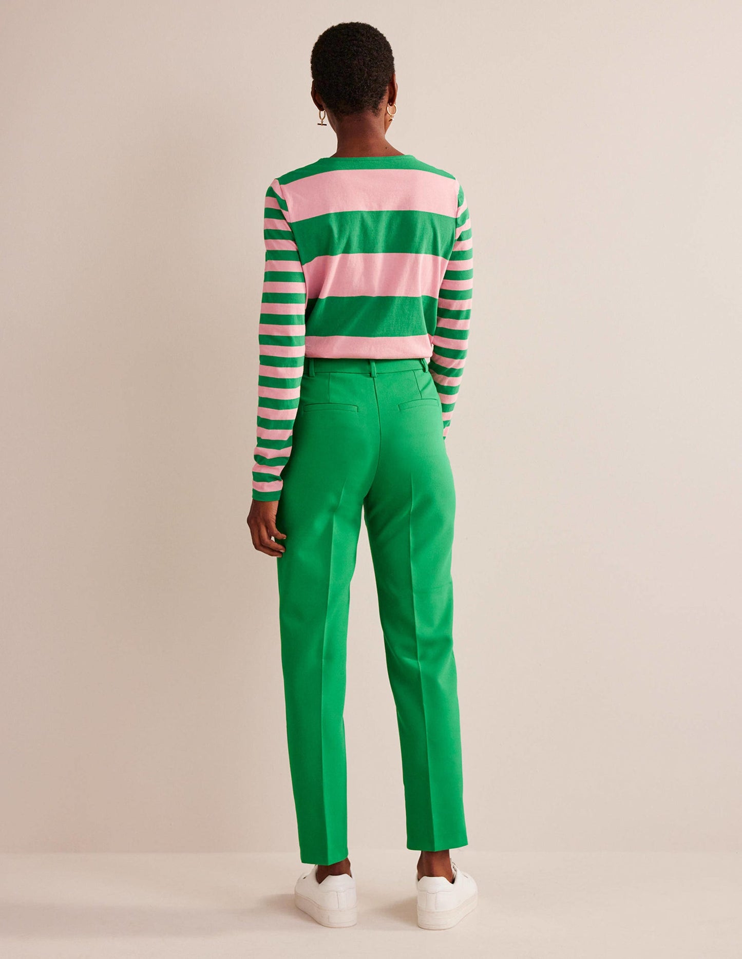 Marinière Bea à manches longues-Rose, motif pêle-mêle vert