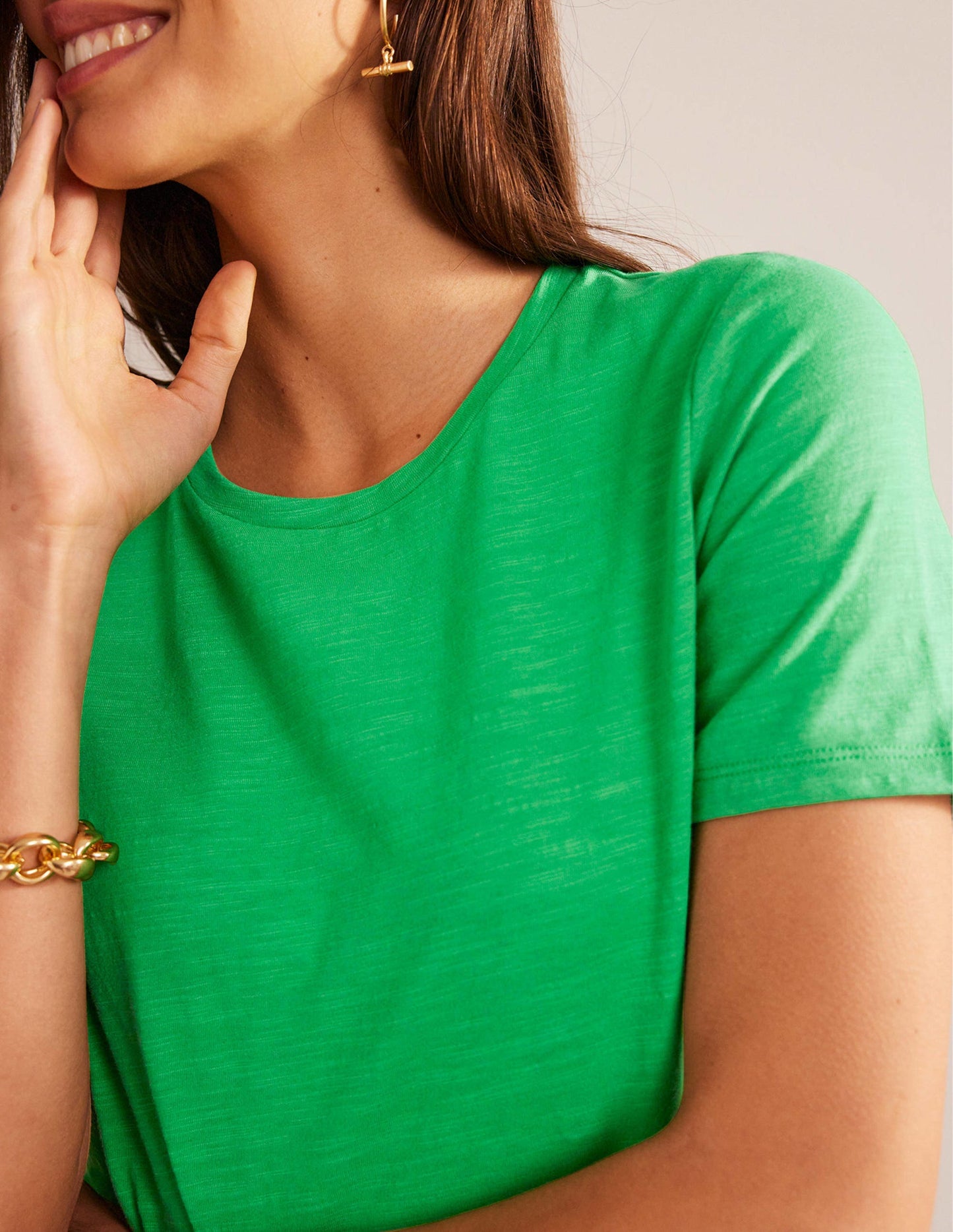 Cotton Crew Neck T-Shirt-Bright Green