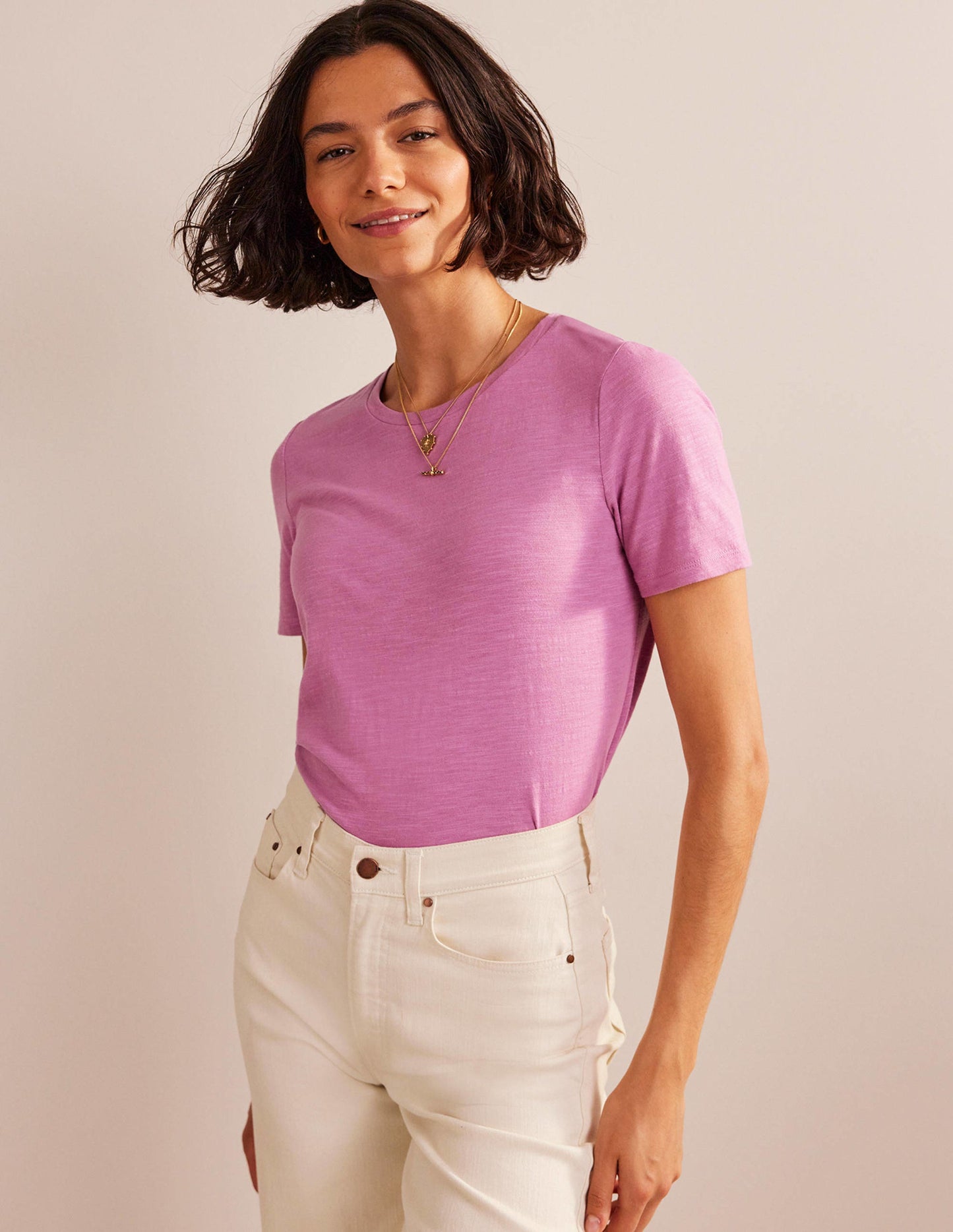 Cotton Crew Neck T-Shirt-Strawberry Sherbet