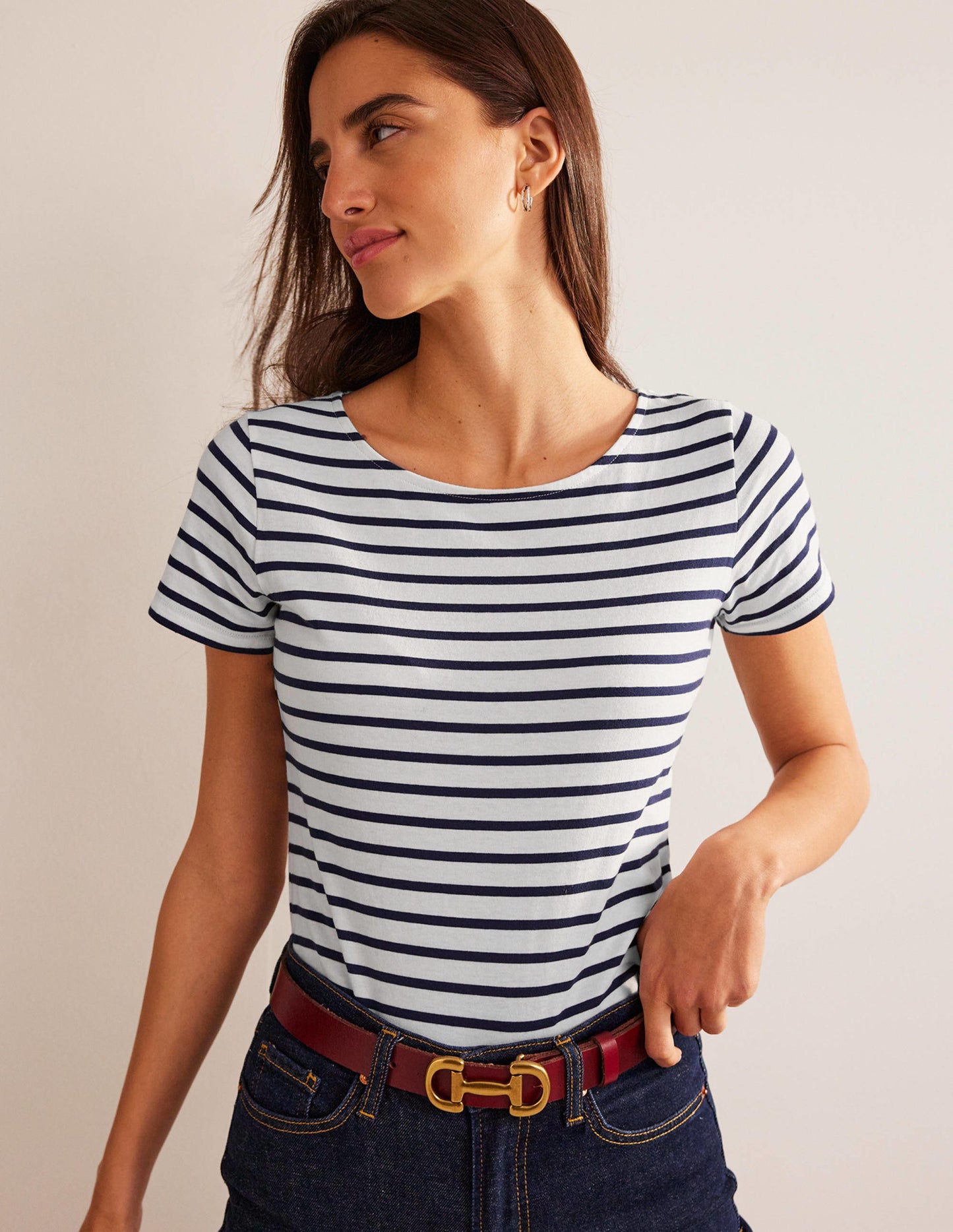 Ella Bretonshirt mit kurzen Ärmeln-Black