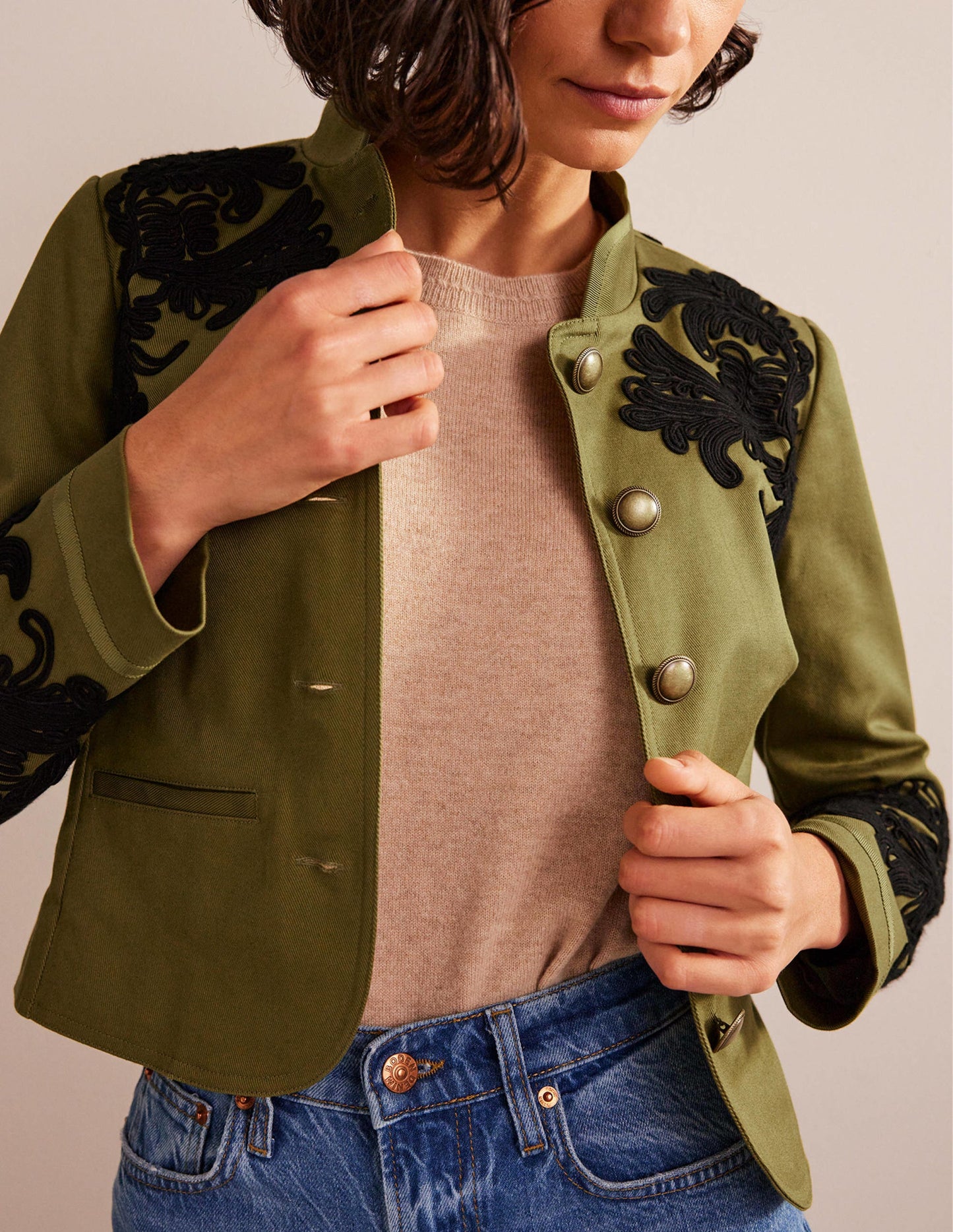 Warwick Bestickte Jacke-Olivgrün
