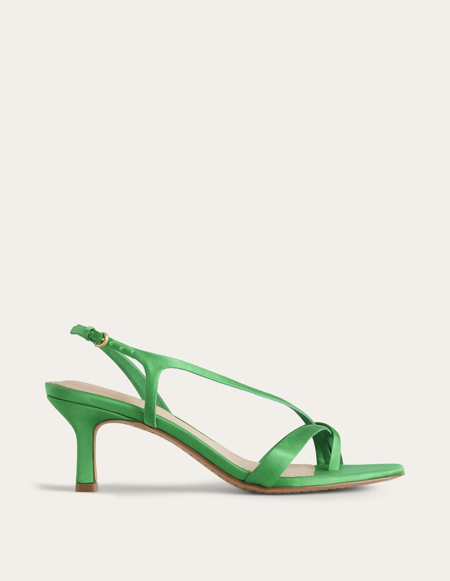 Satin-Sandalen mit niedrigem Absatz-Paprikagrün