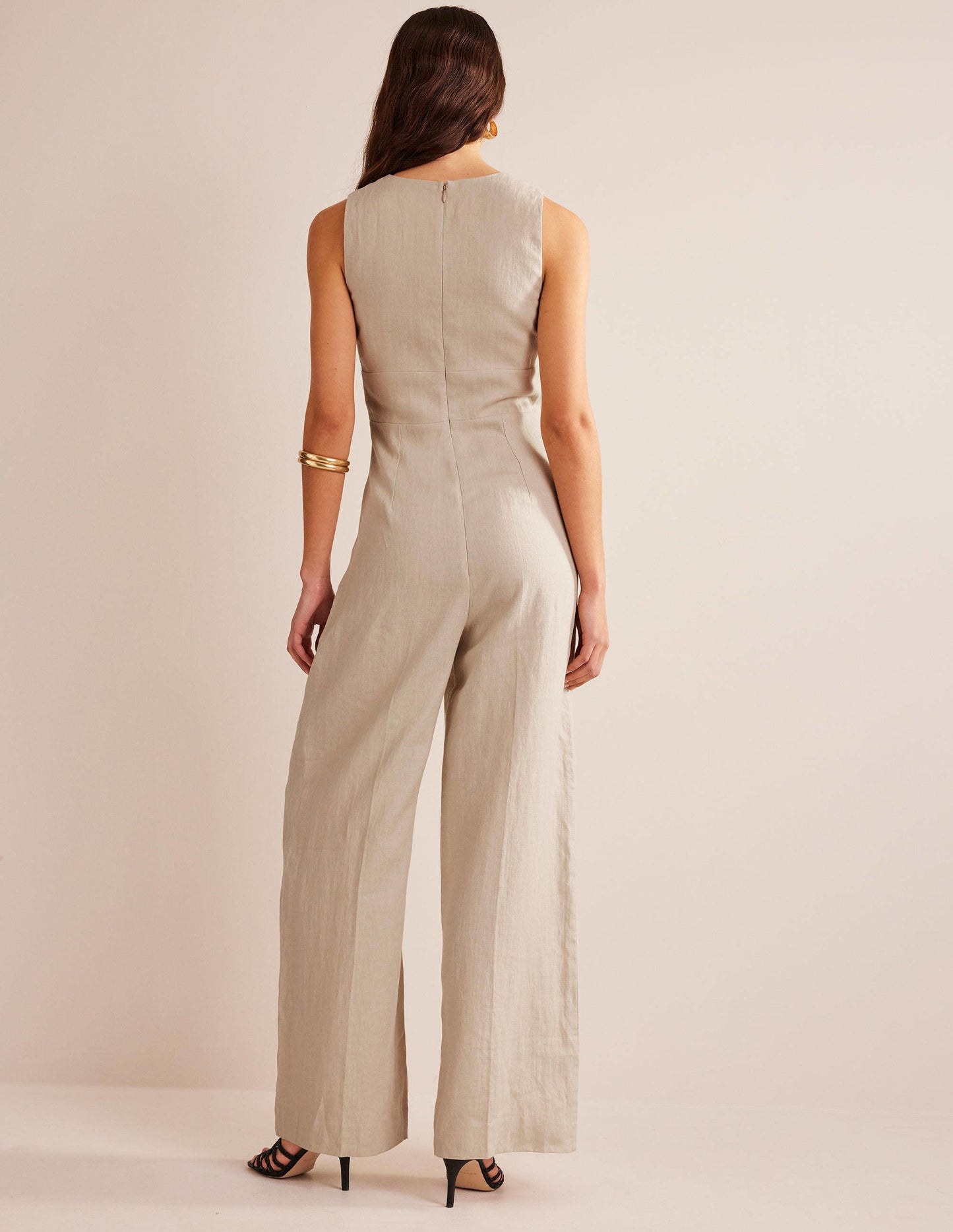 Jumpsuit mit V-Ausschnitt für besondere Anlässe-Kiesgrau