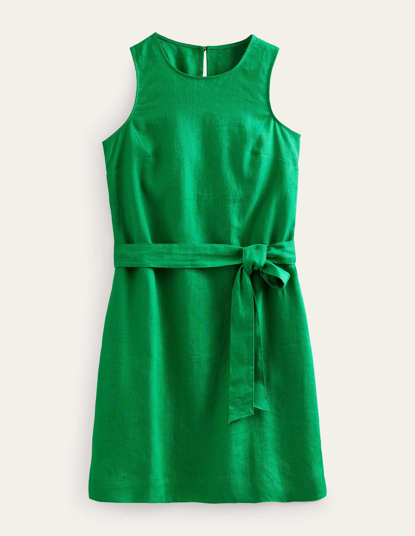 Ärmelloses Leinenkleid-Sattes Smaragdgrün