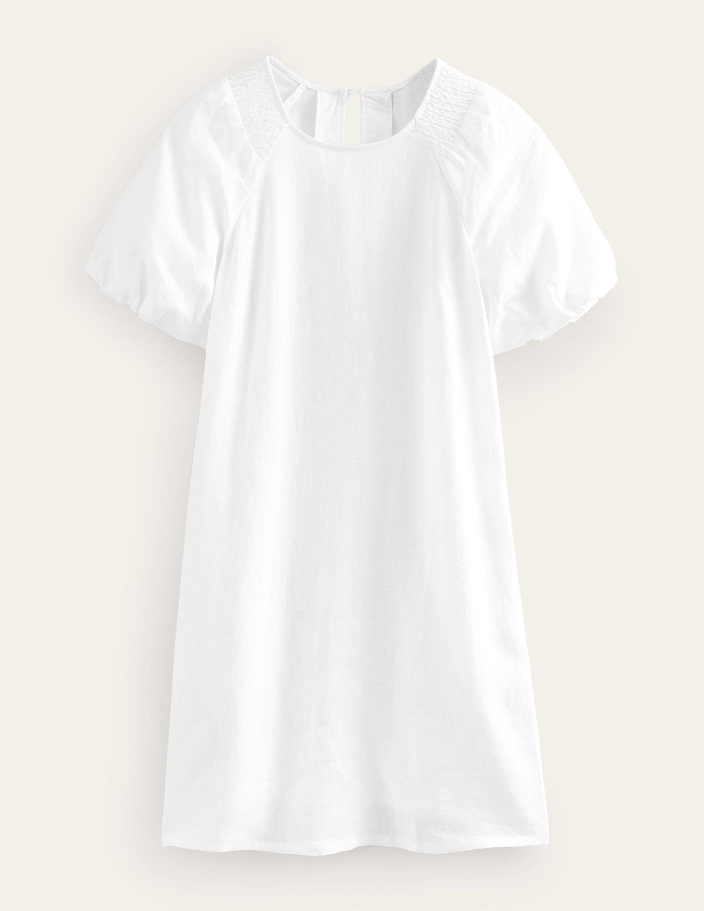 Leinen-Minikleid mit Ärmeldetail-Weiß
