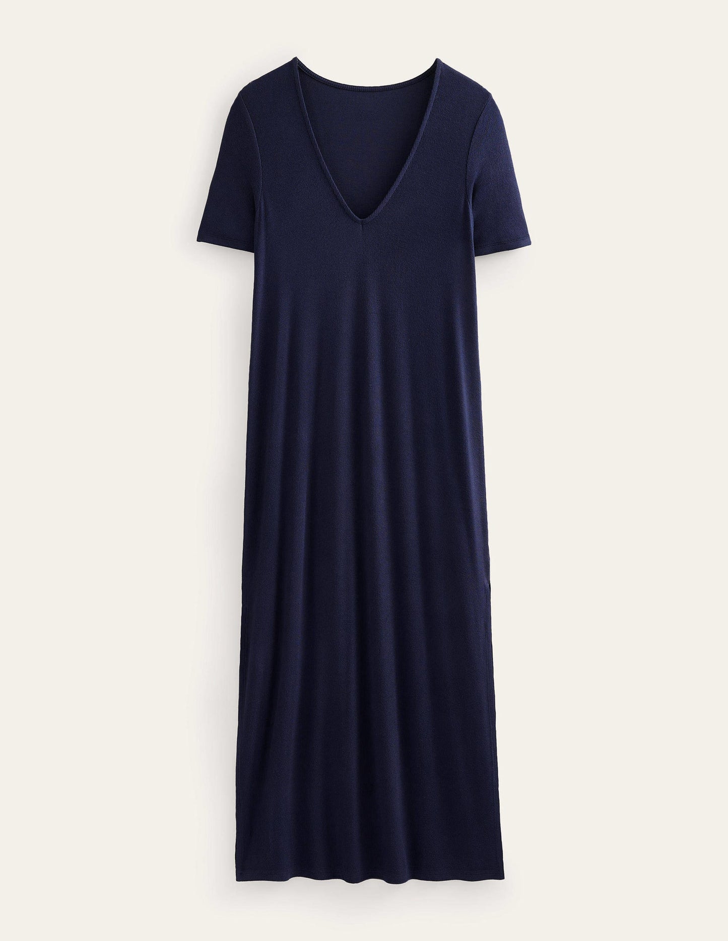 Geripptes Midi-T-Shirt-Kleid aus Jersey-Marineblau