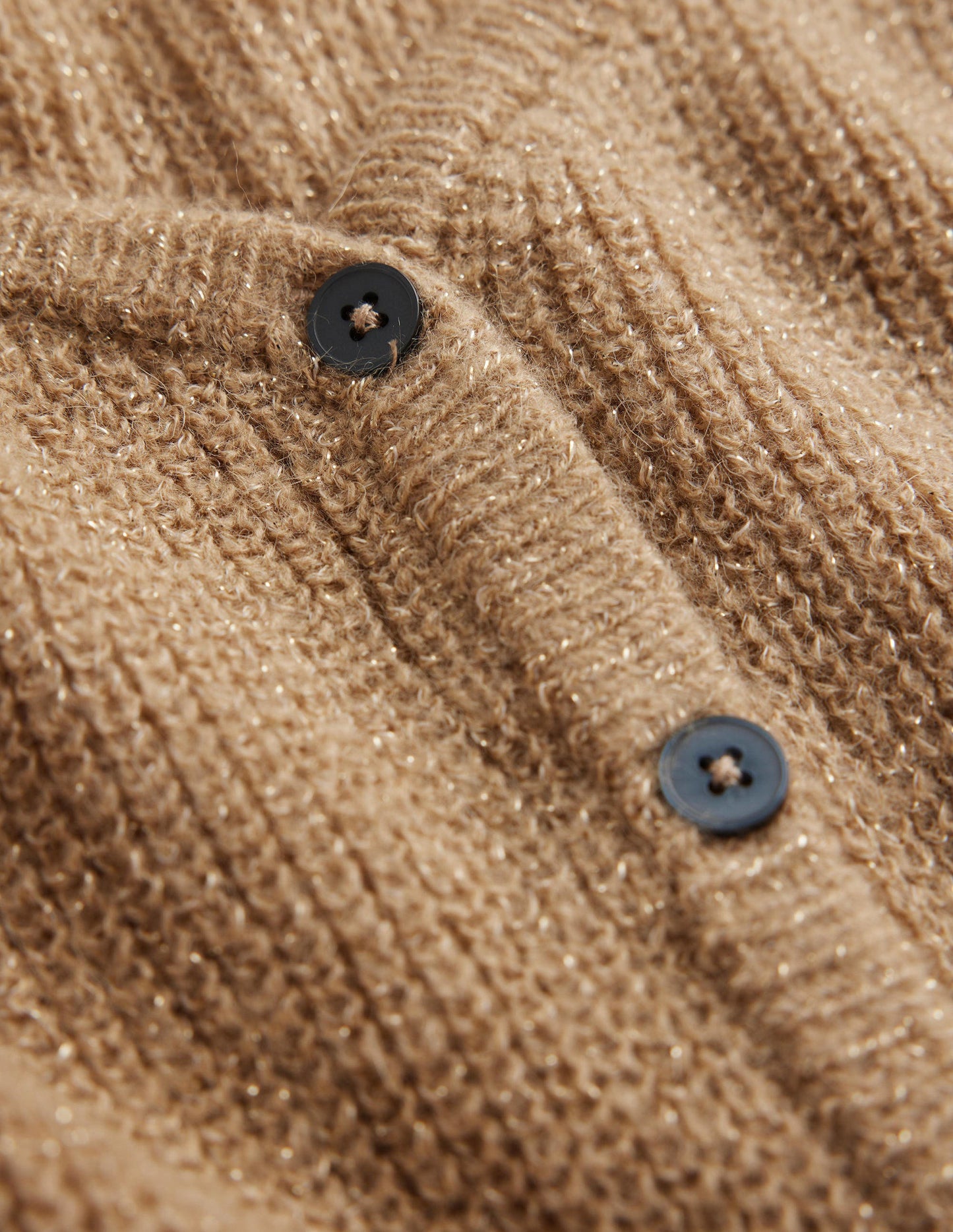 Flauschiger Cardigan mit kurzem Schnitt-Kamelbraun Melange, Glitzer
