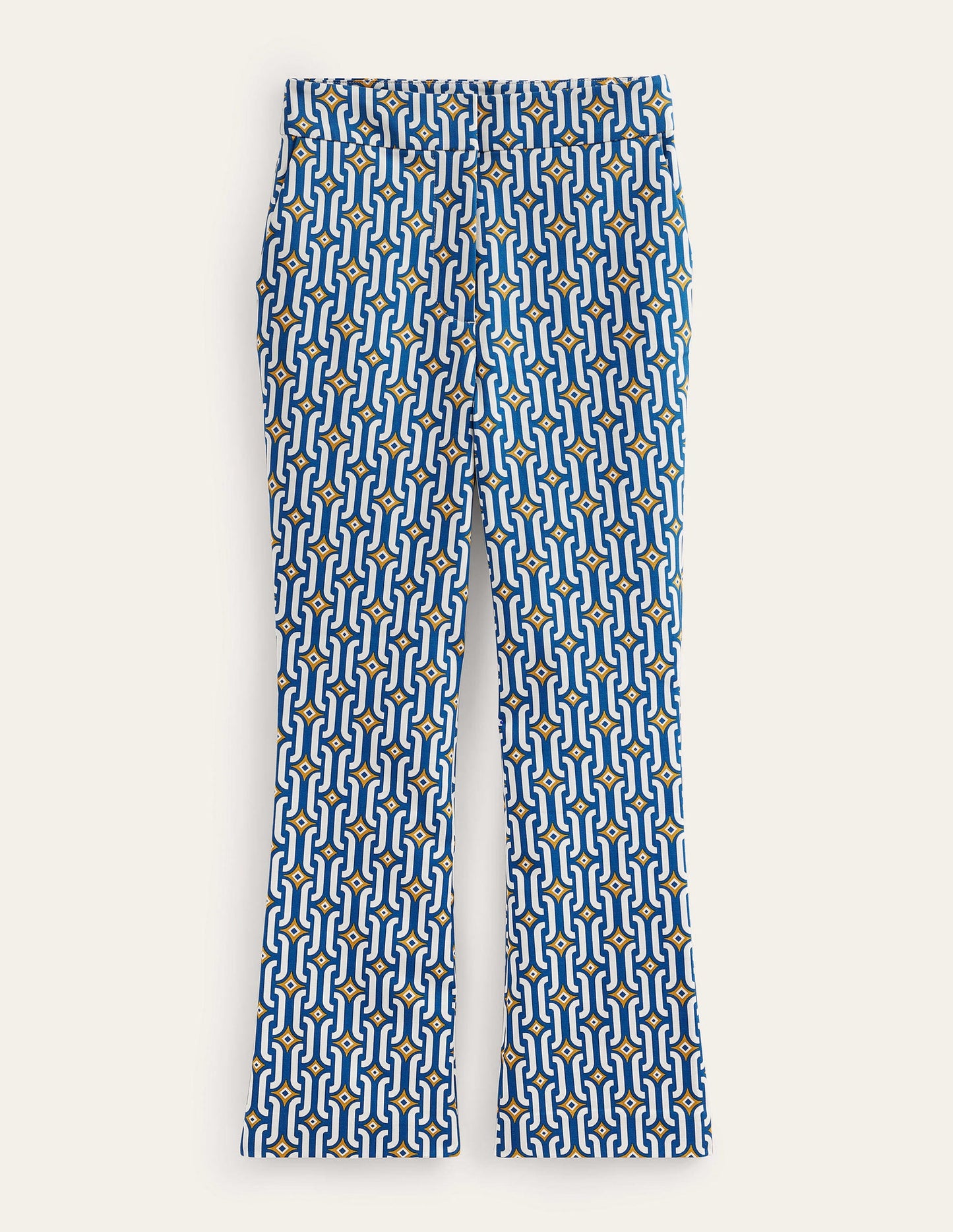 Ausgestellte 7/8-Hose-Saphirblau, Geometrisches Muster
