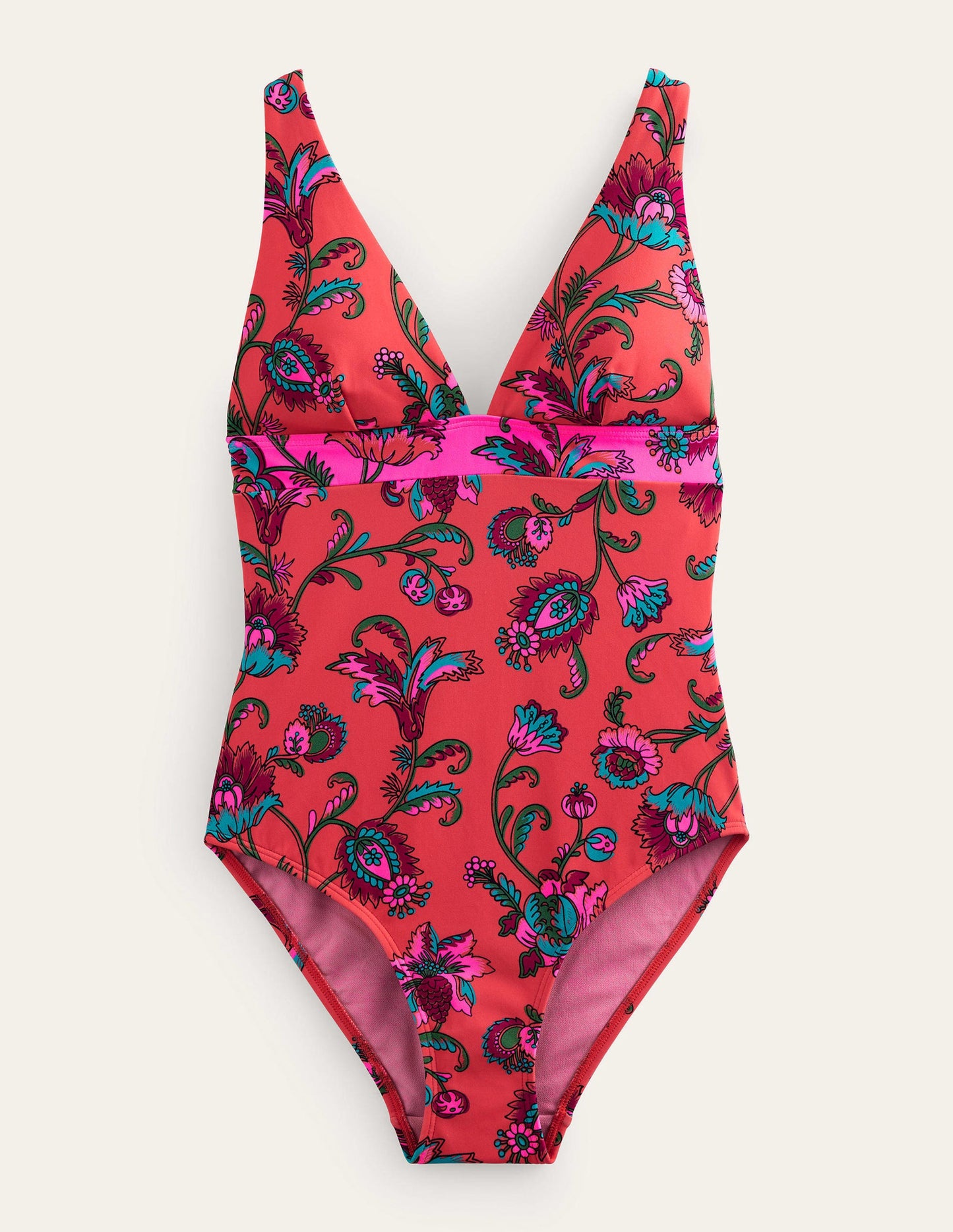 Badeanzug mit Unterbrustband-Herbstpink, Blumen