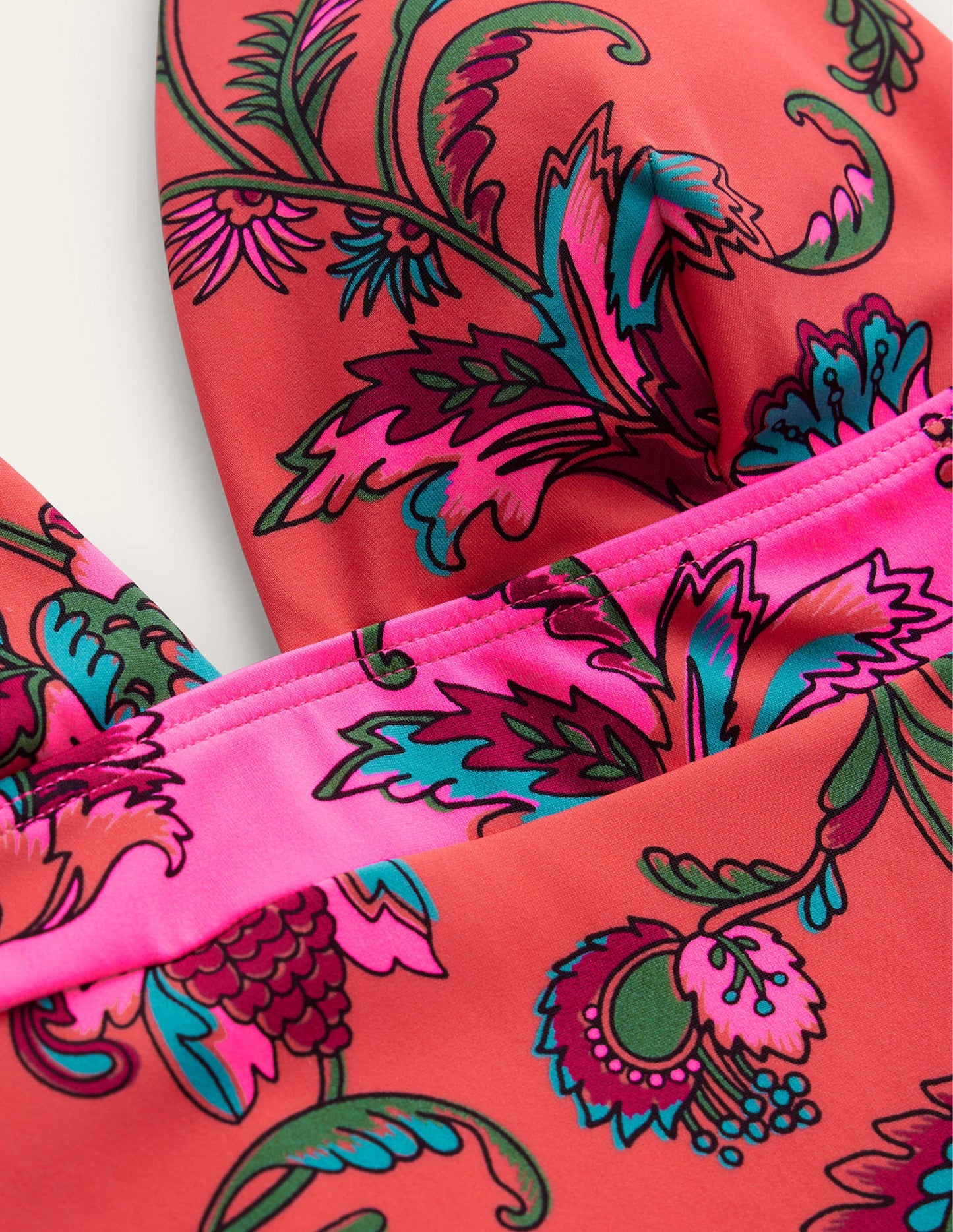 Badeanzug mit Unterbrustband-Herbstpink, Blumen