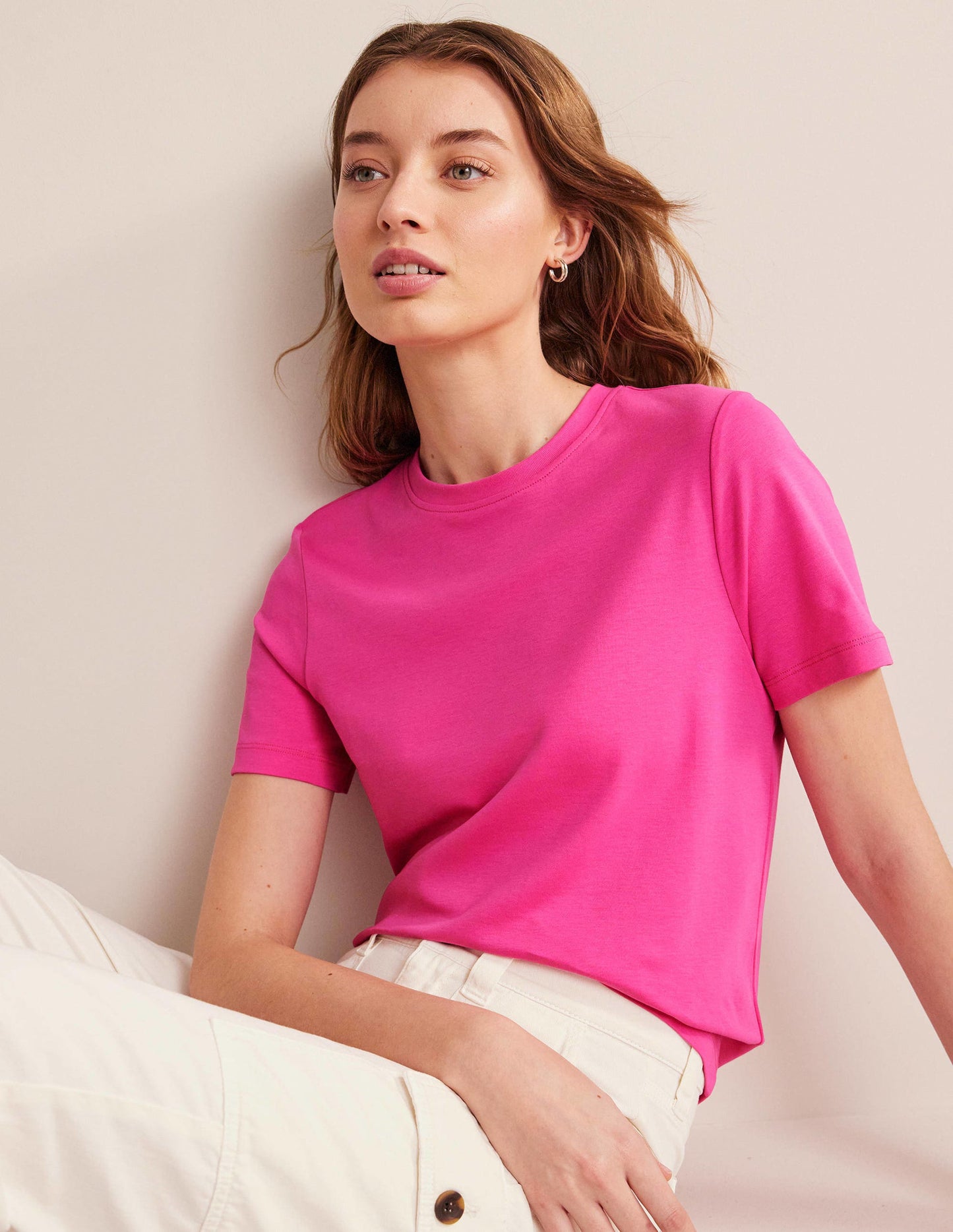 Perfect Cotton T-Shirt-Fuchsia Fedora