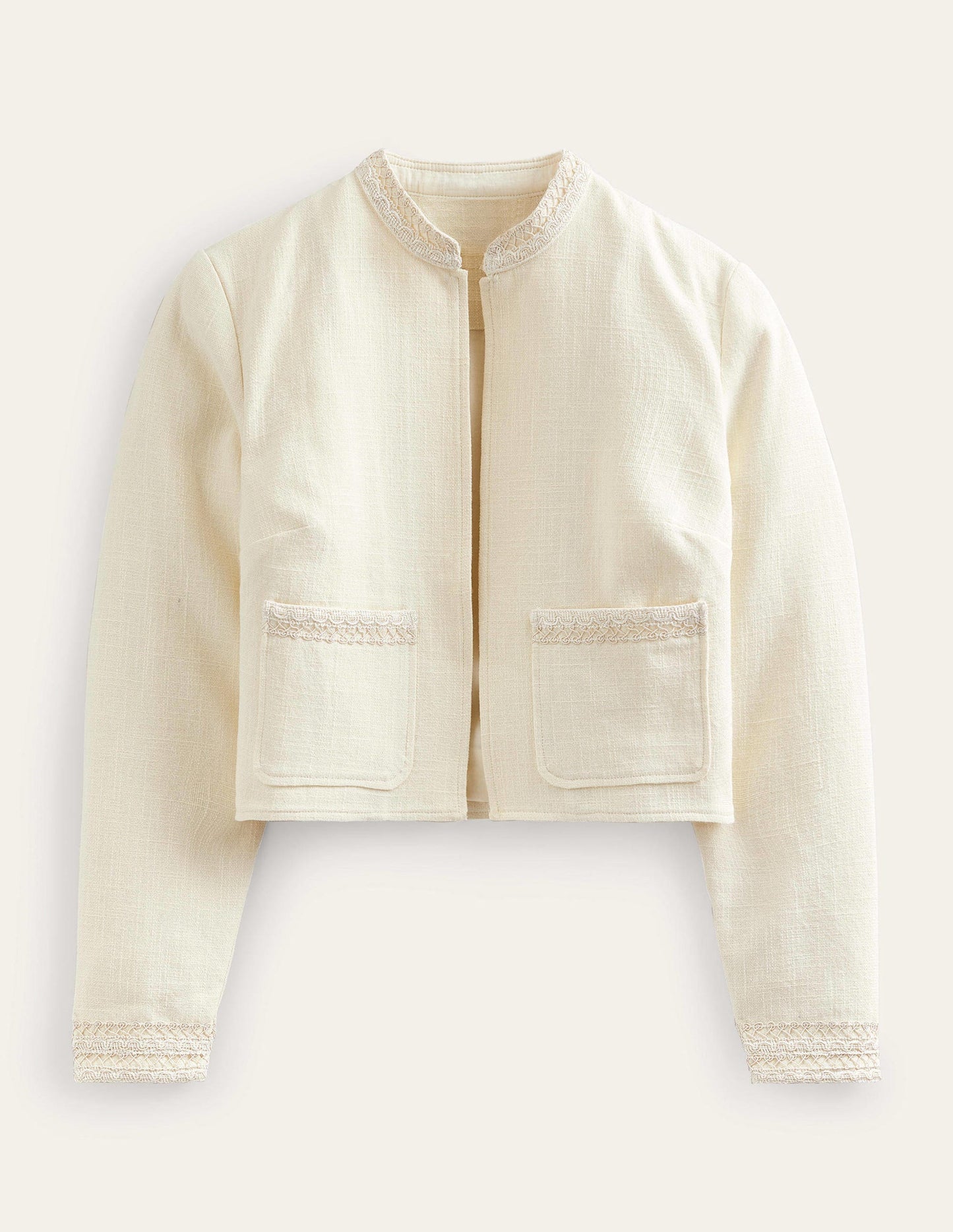 Kurze Baumwolljacke-Naturweiß