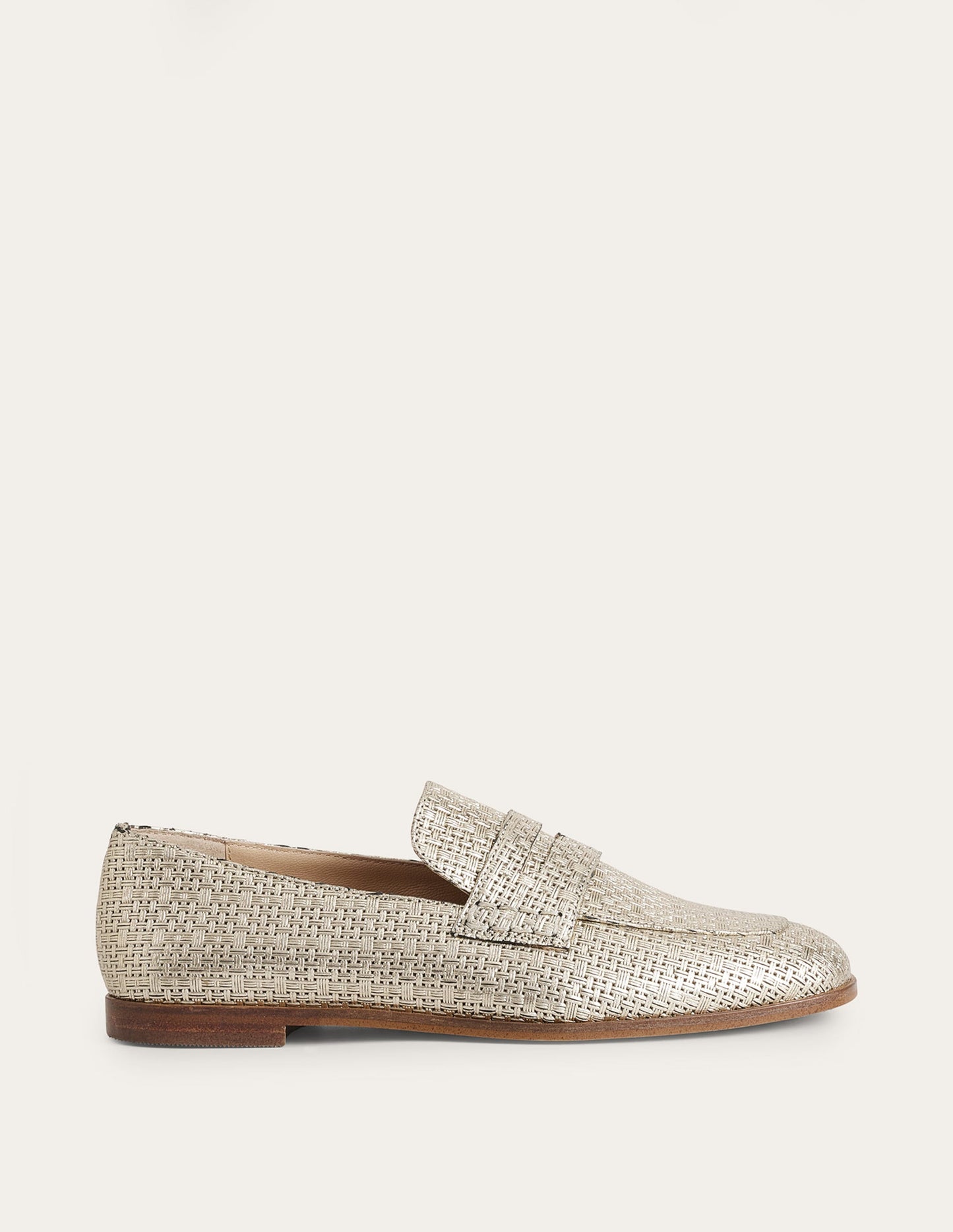 Loafer aus gewebtem Leder-Gold, Leder mit Webeffekt