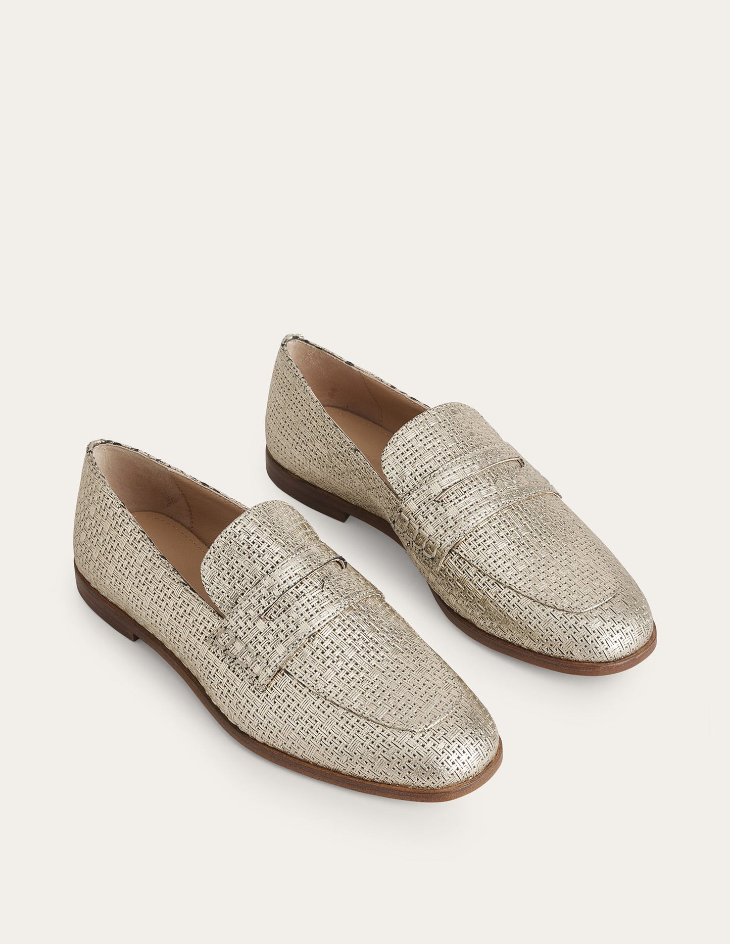 Loafer aus gewebtem Leder-Gold, Leder mit Webeffekt