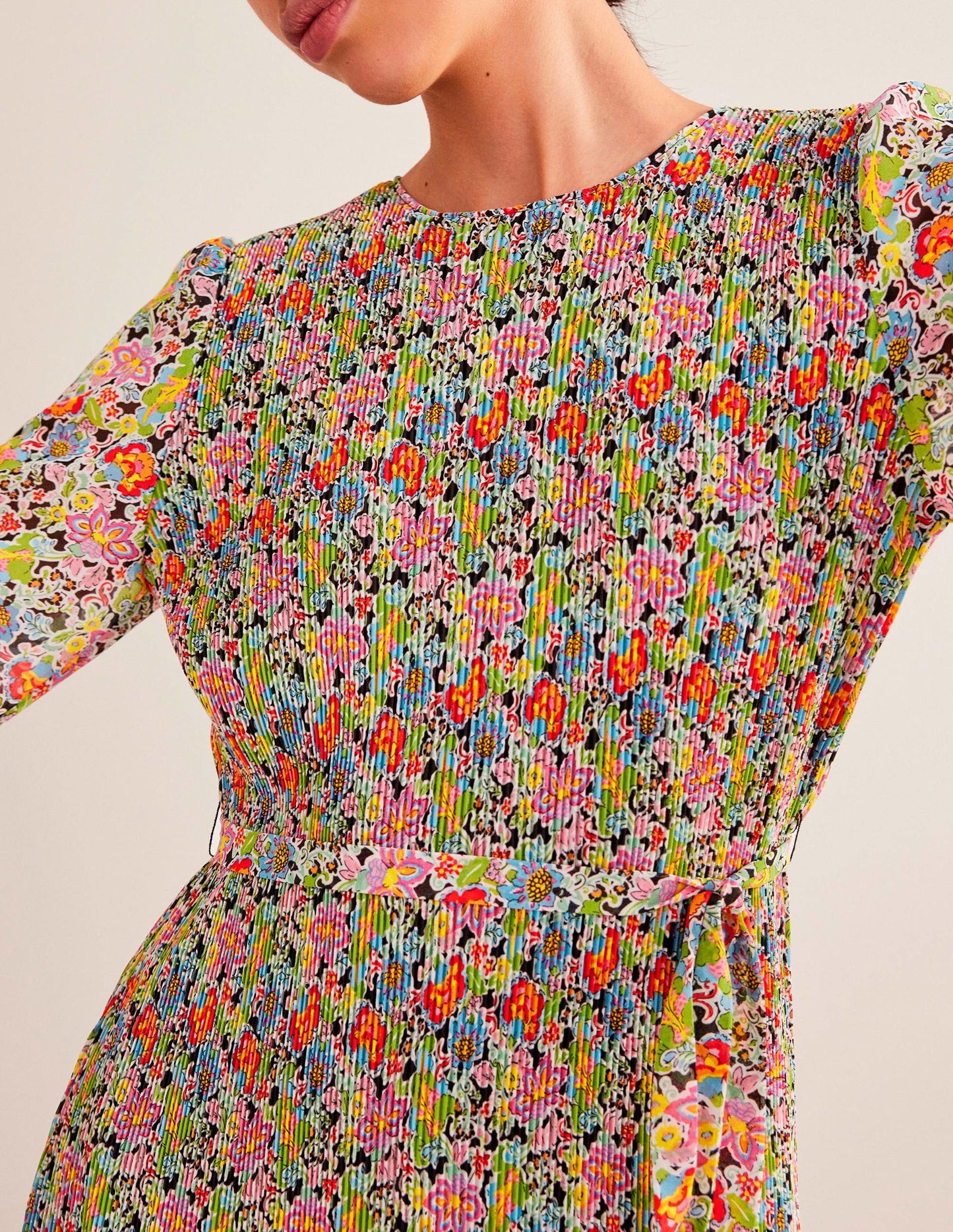 Plissiertes Minikleid-Bunt, Nelkengarten