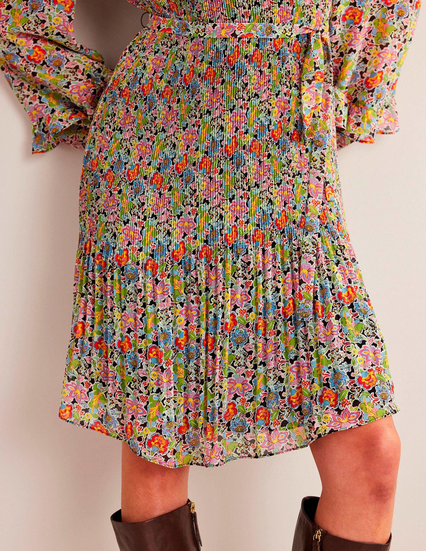 Plissiertes Minikleid-Bunt, Nelkengarten