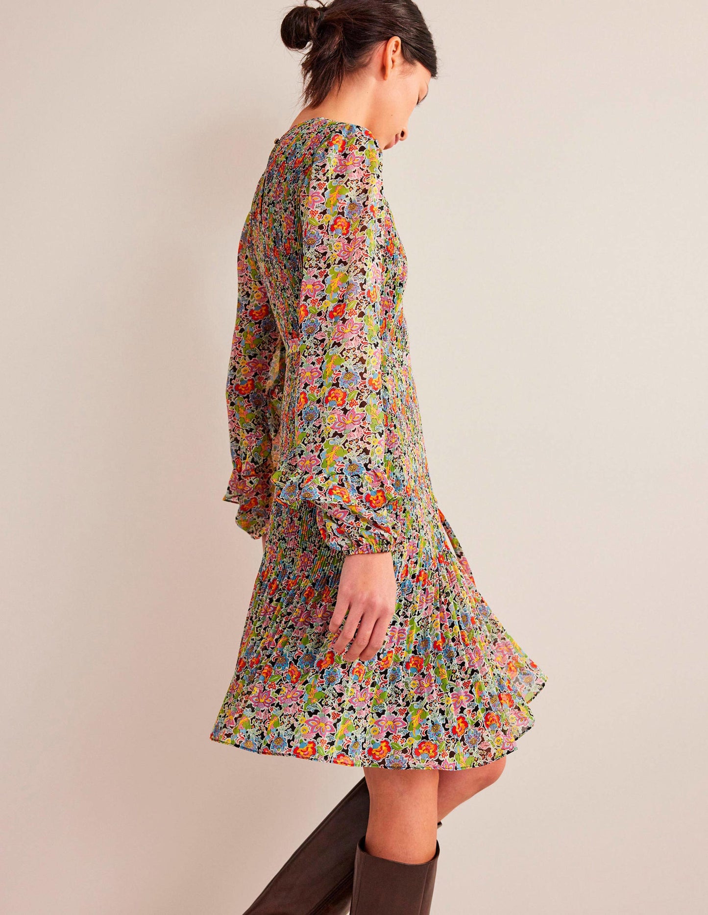 Plissiertes Minikleid-Bunt, Nelkengarten