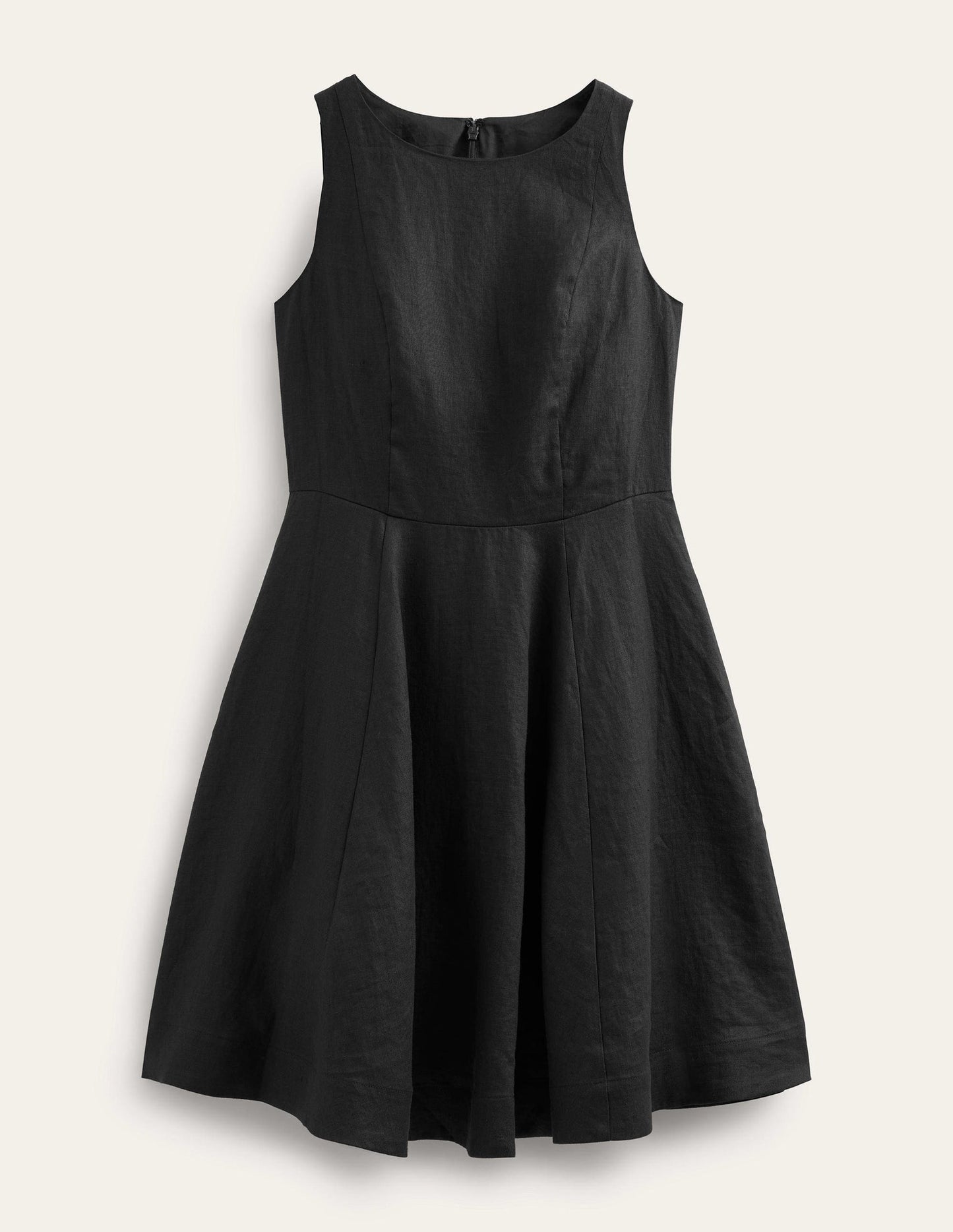 Ausgestelltes Minikleid aus Leinen-Schwarz