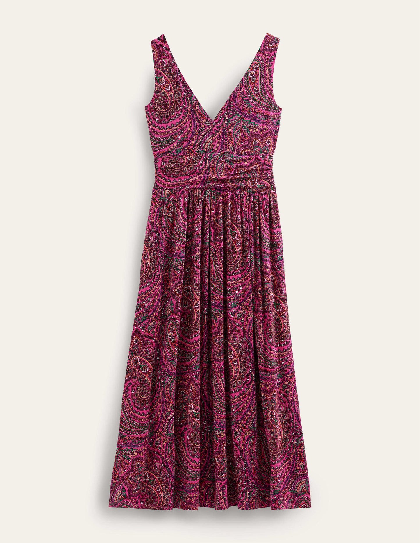 Ärmelloses Jersey-Maxikleid-Sattes Pink, Wirbelmuster