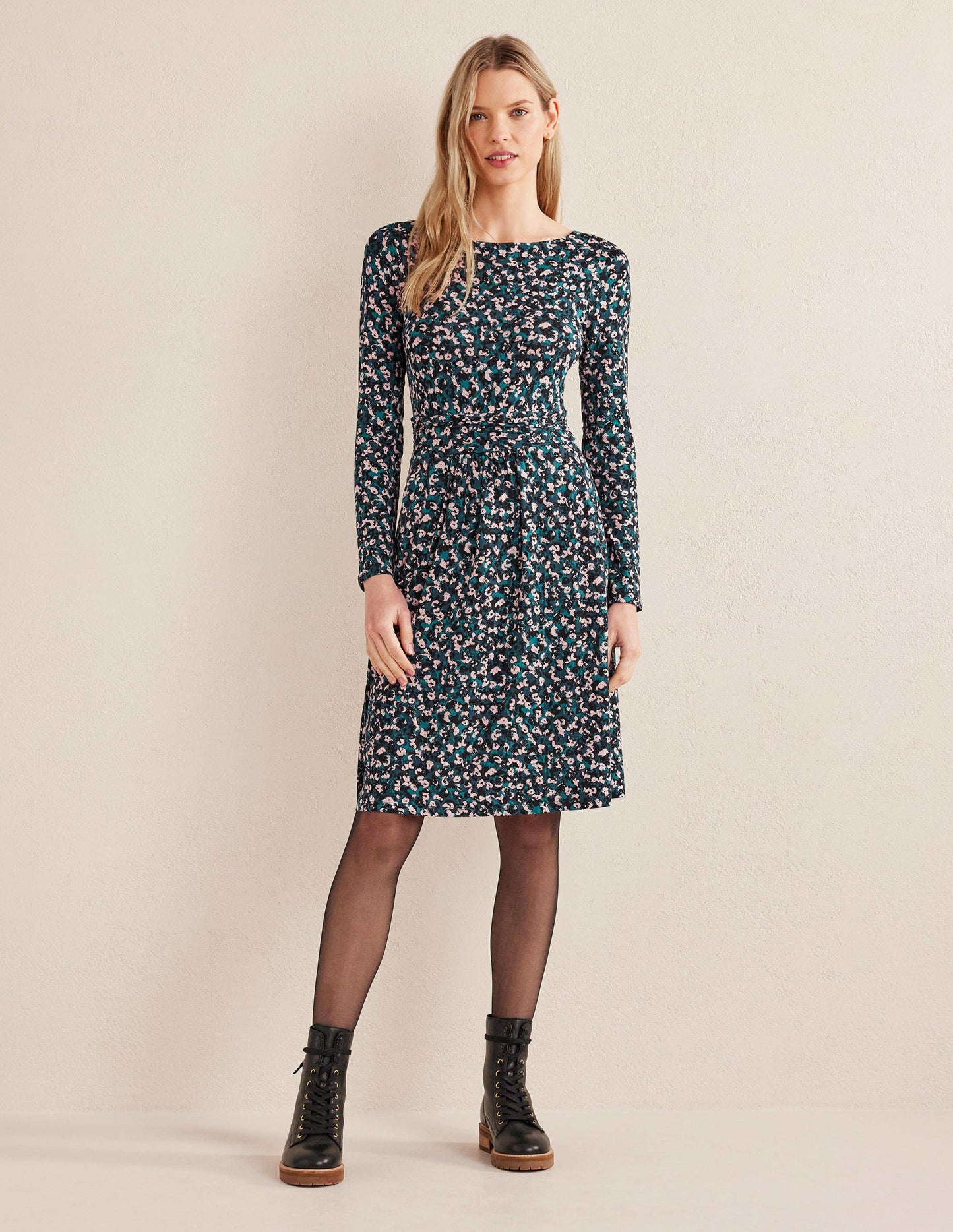 Abigail Jerseykleid-Algengrün, Pinselstriche