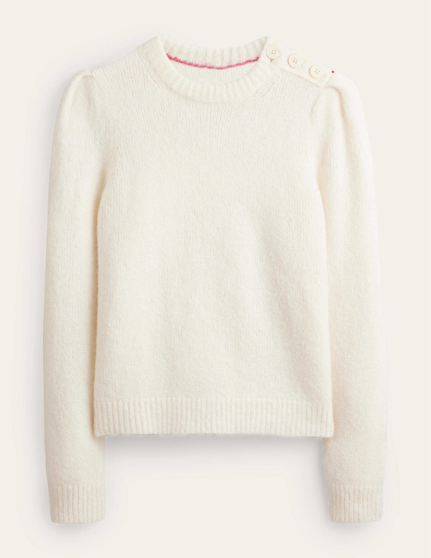Pullover mit Knöpfen an der Schulter-Warmes Naturweiß