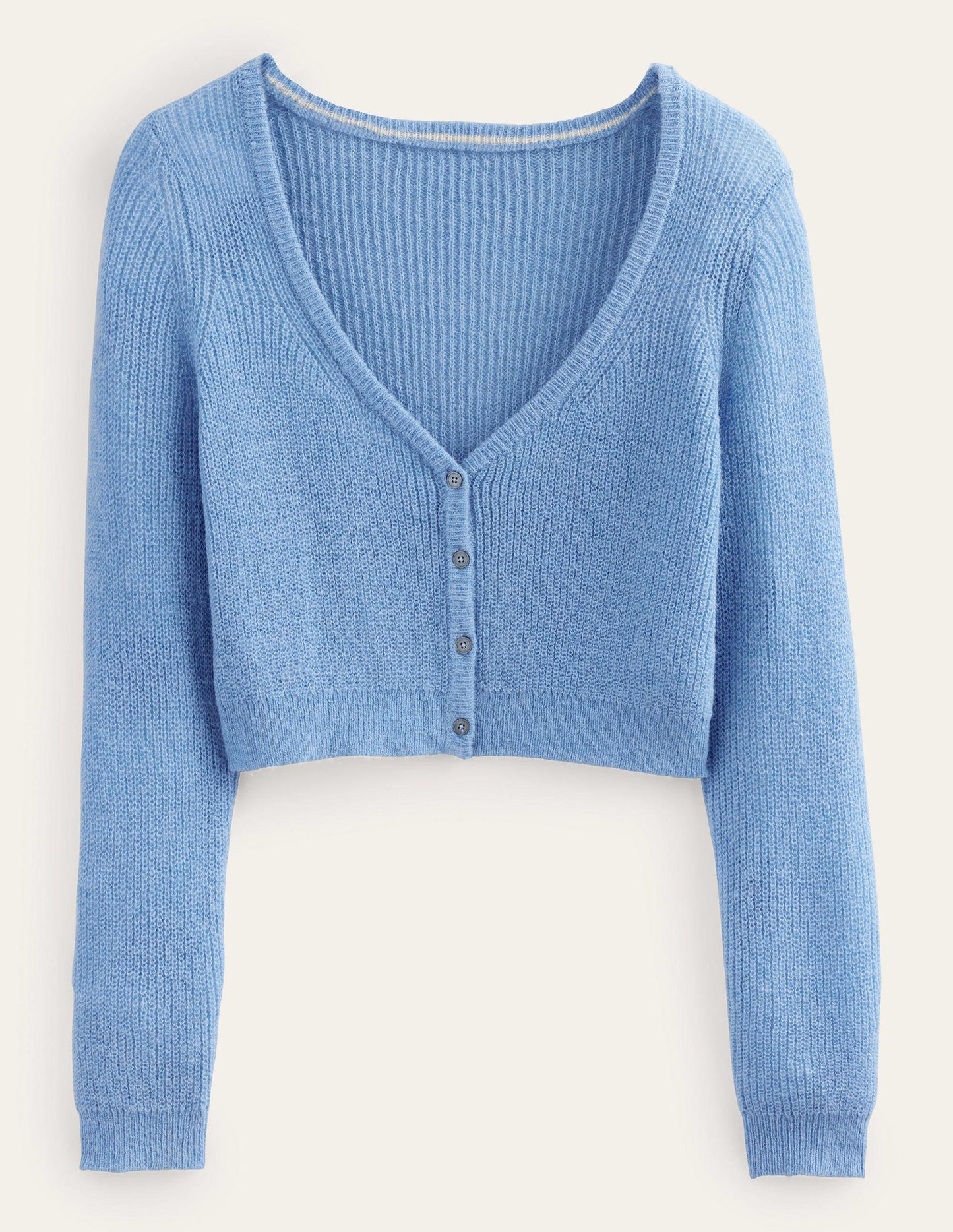 Flauschiger Cardigan mit kurzem Schnitt-Flachsblau