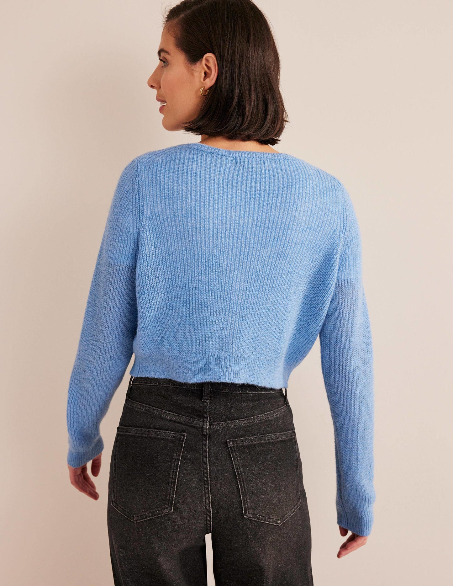 Flauschiger Cardigan mit kurzem Schnitt-Flachsblau