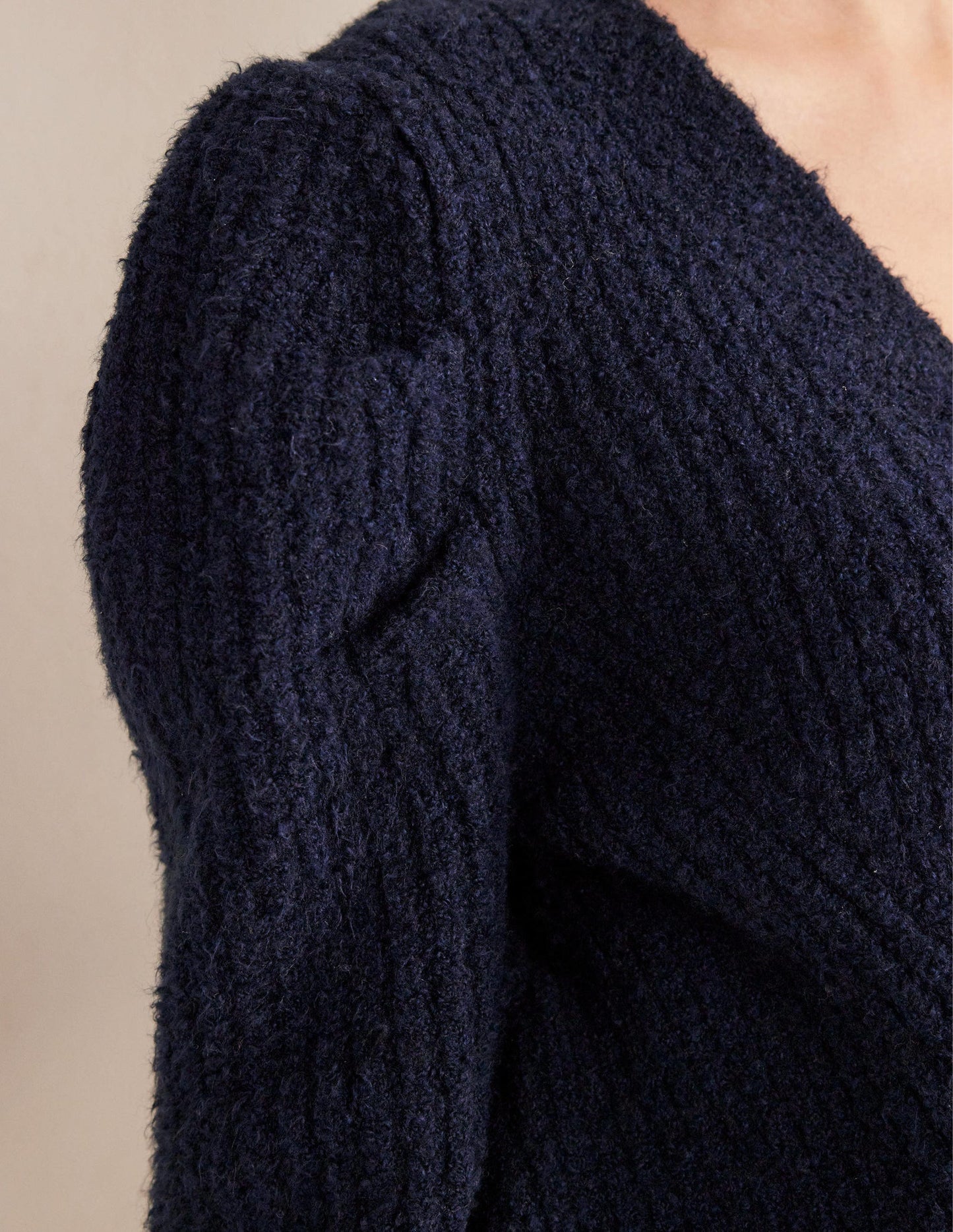 Ripp-Cardigan mit Streifen-Strickmuster-Marineblau