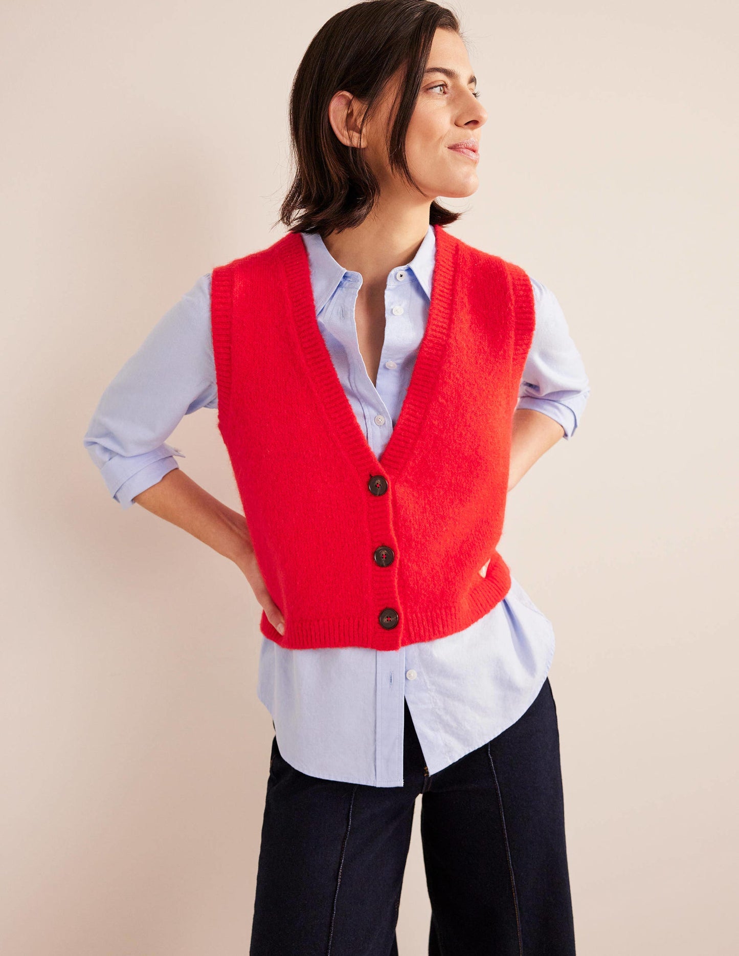 Cardigan-Pullunder-Knallrot
