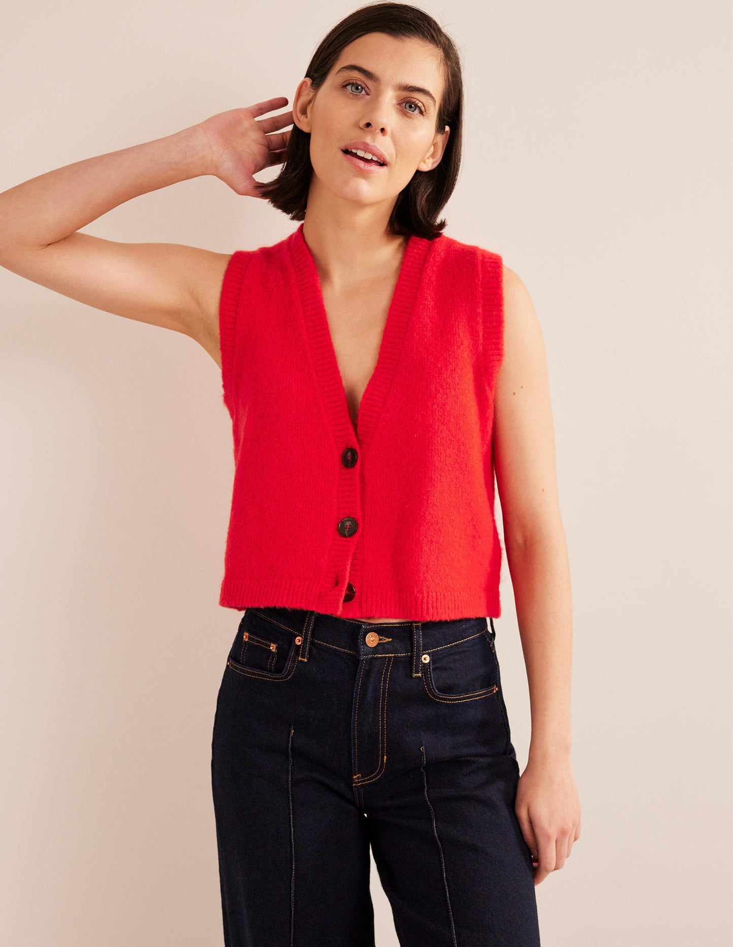 Cardigan-Pullunder-Knallrot
