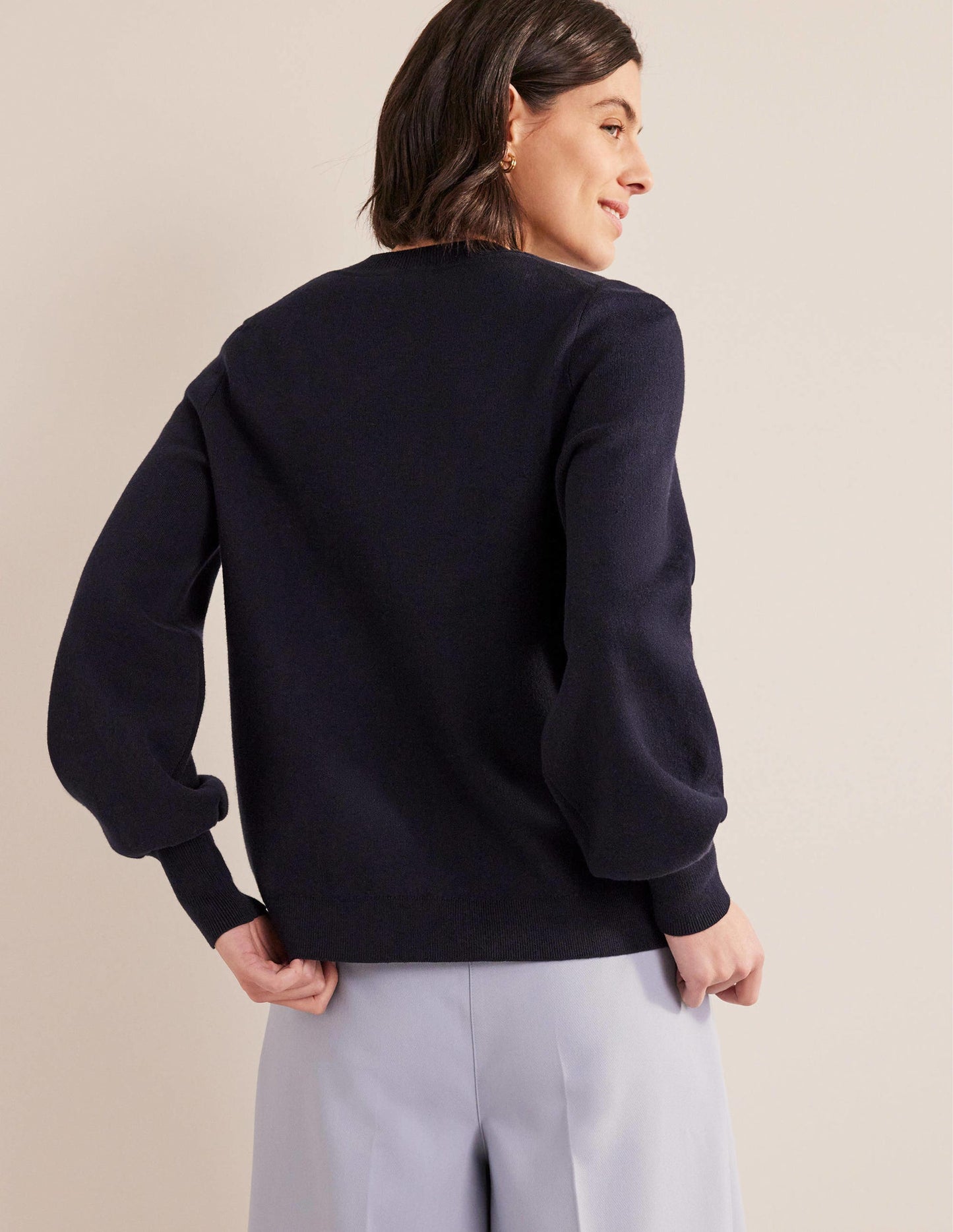 Jacquard-Pullover-Marineblau