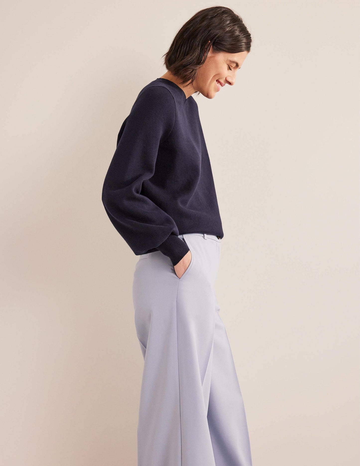 Jacquard-Pullover-Marineblau