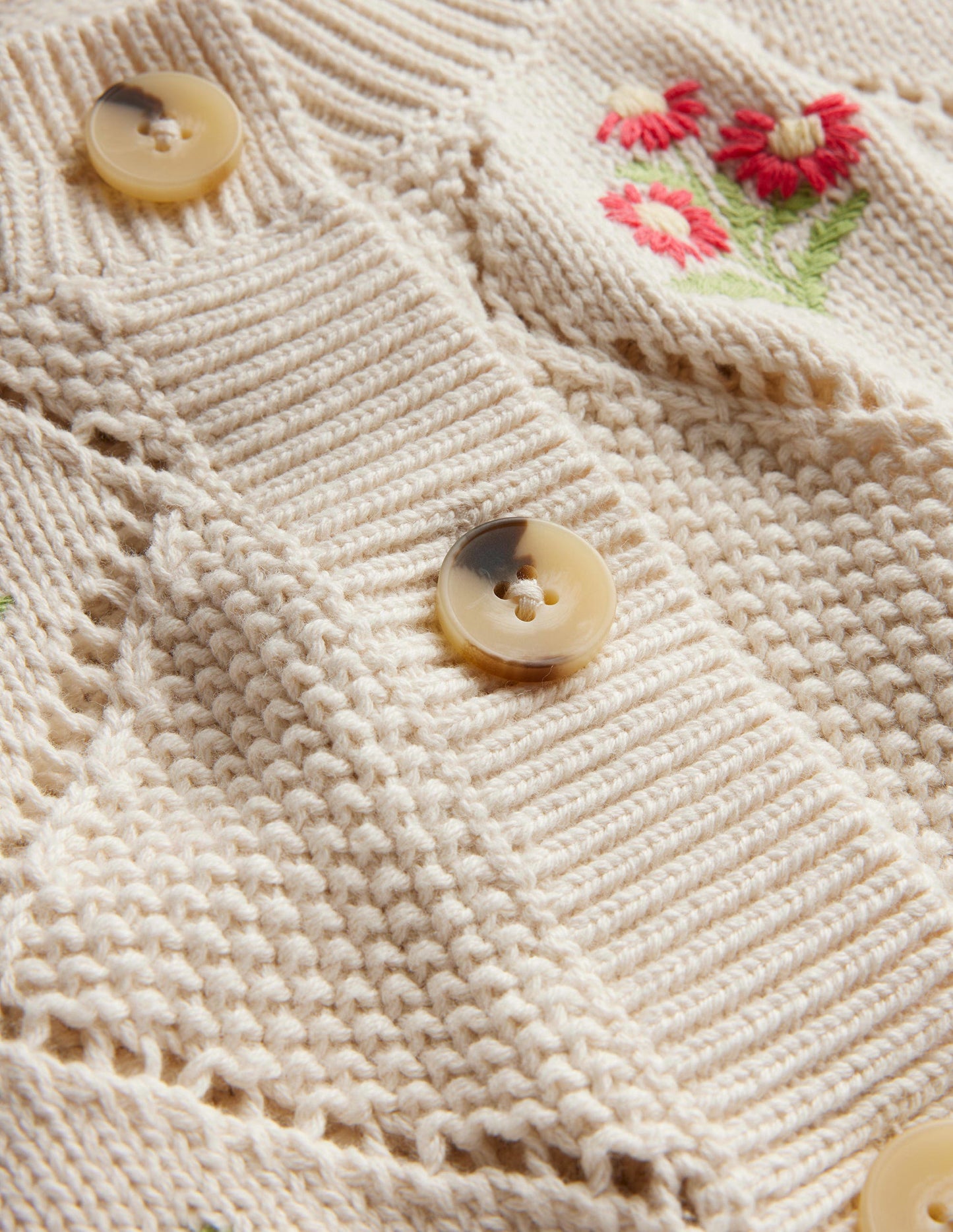 Cropped Embroidered Cardigan-Warm Ivory Embroidery