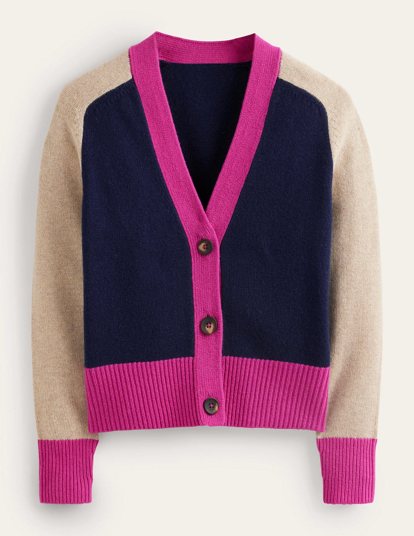 Gilet Olivia en laine mérinos-Colourblock bleu marine foncé