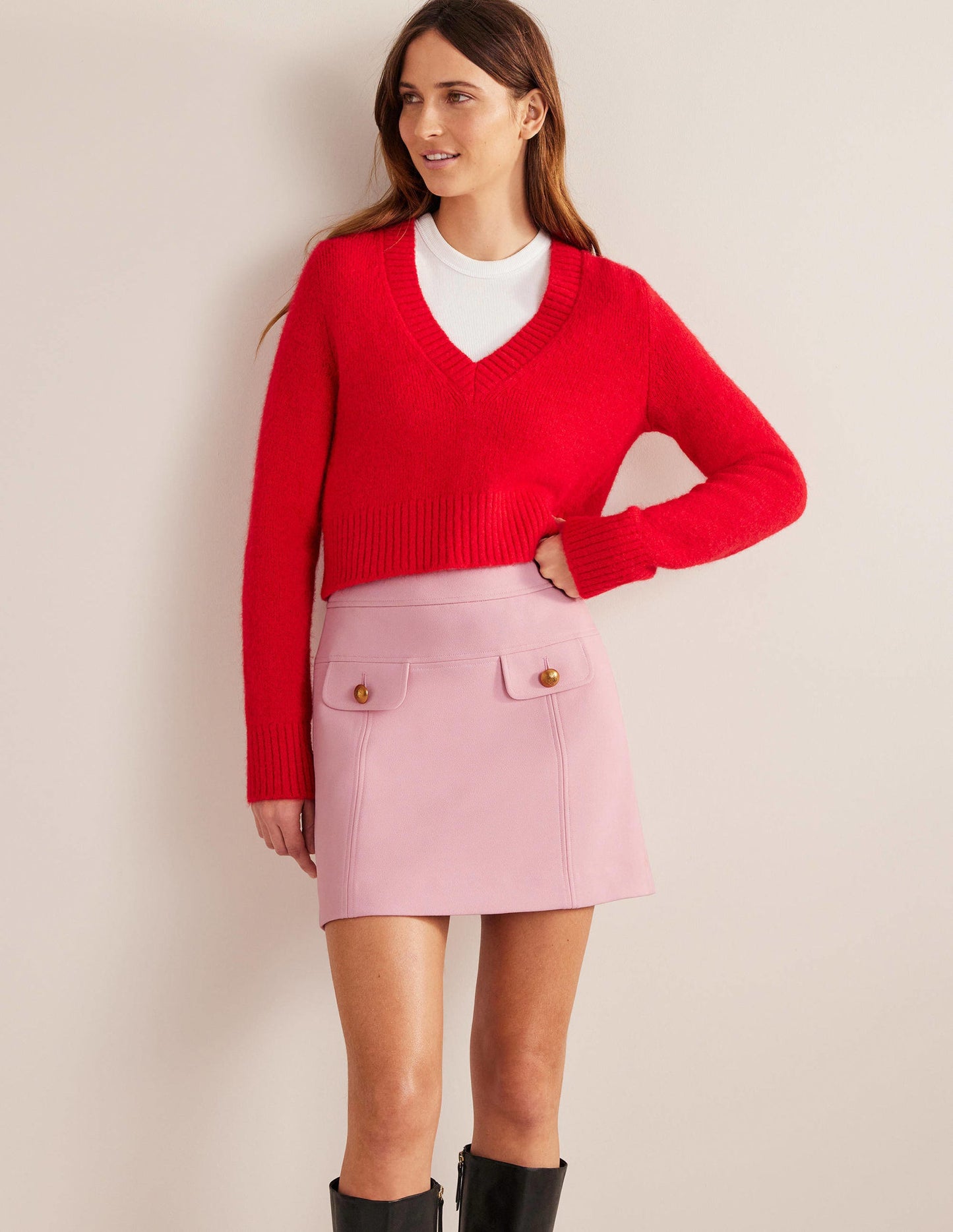 Anliegender Minirock mit A-Linie-Cameo-Rosa