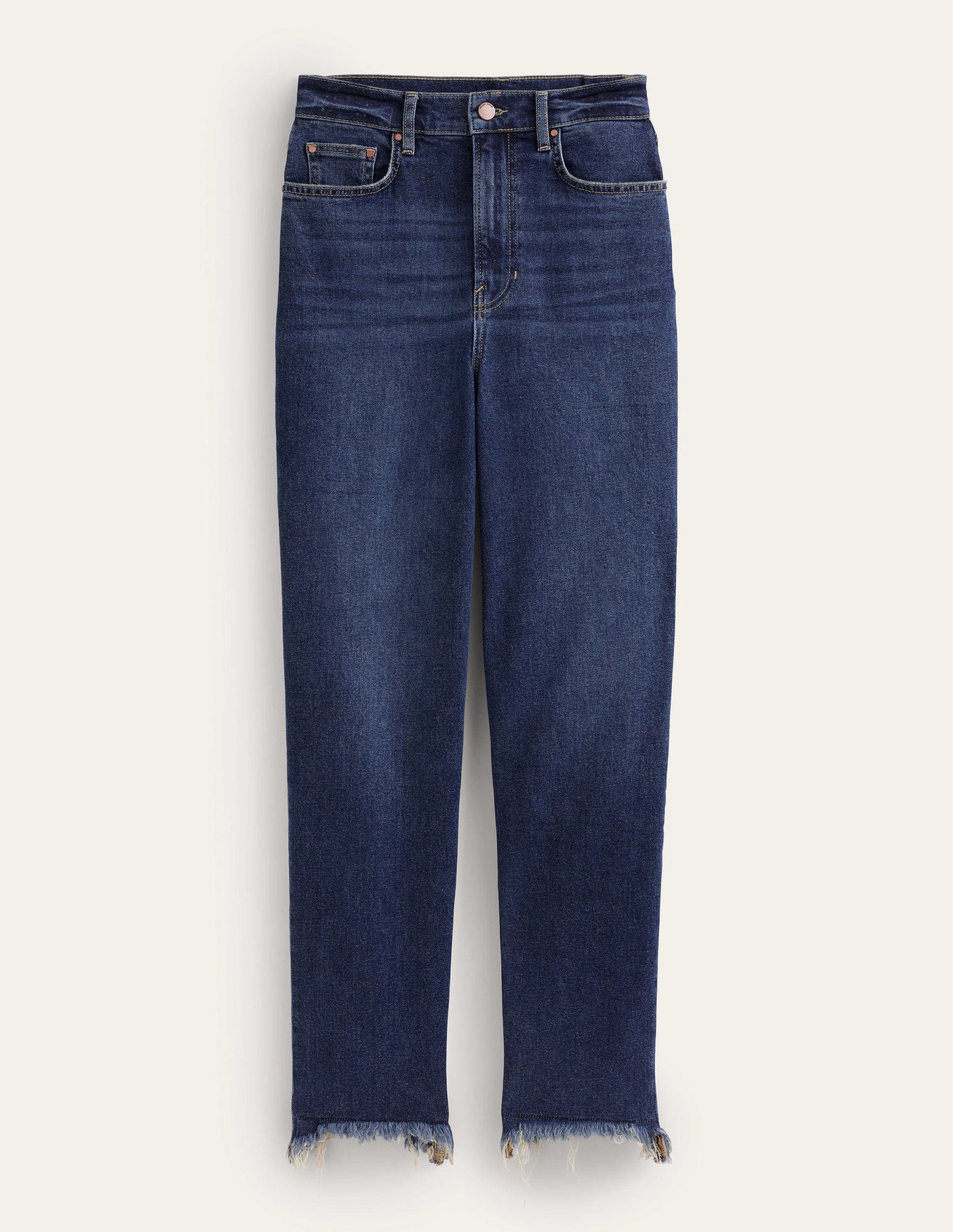 Hoch geschnittene klassische Röhrenjeans-Dunkles Vintagedenim, Gelb Getönt