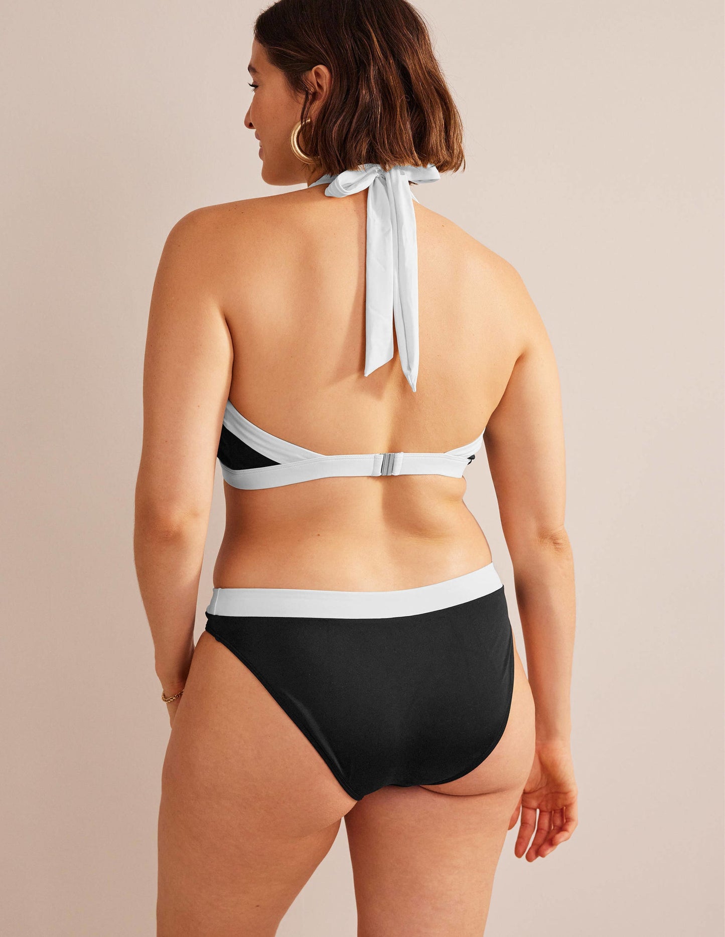 Ithaka Neckholder-Bikinioberteil-Schwarz Blockfarben