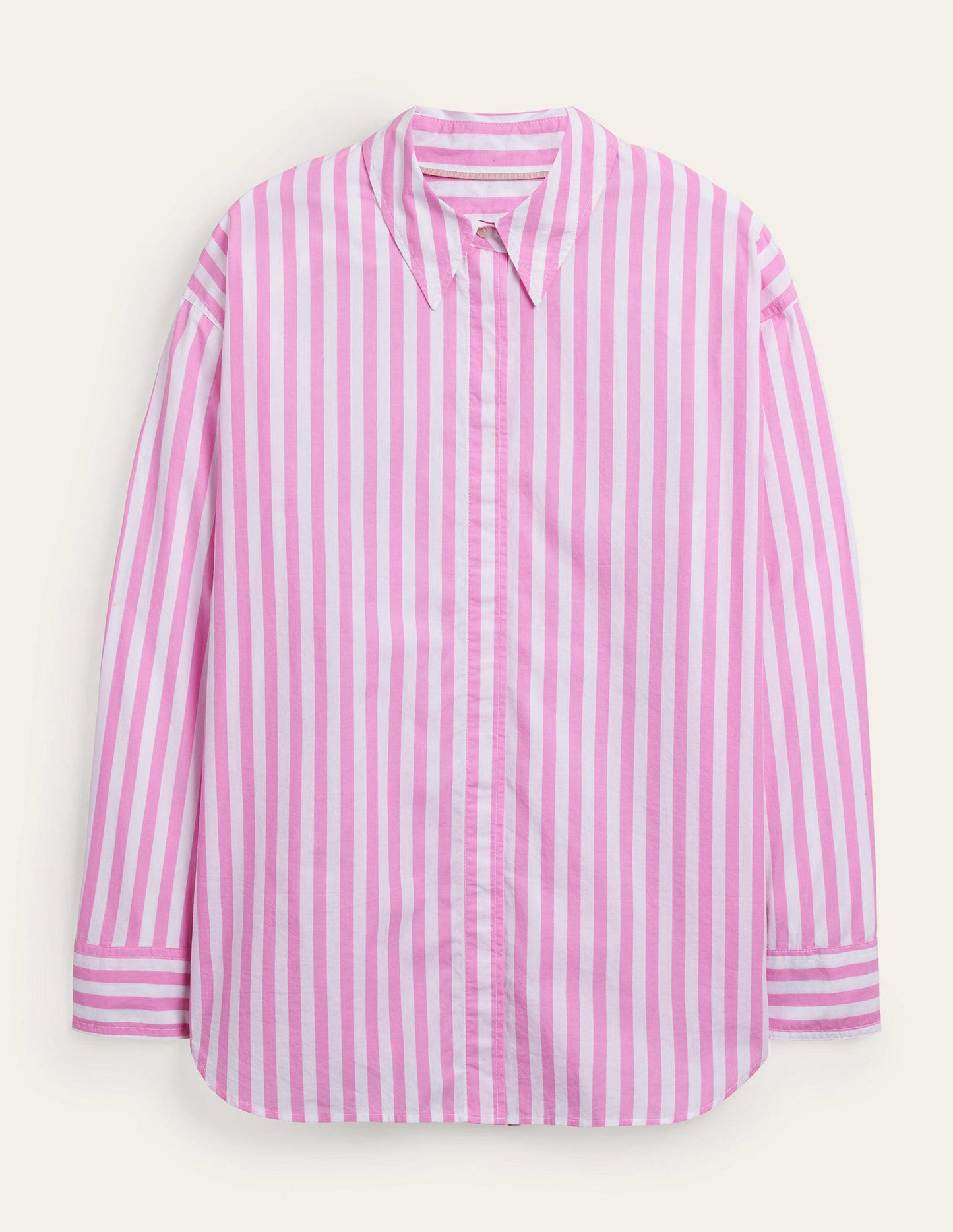 Oversize-Baumwollhemd-Rosa, Gestreift