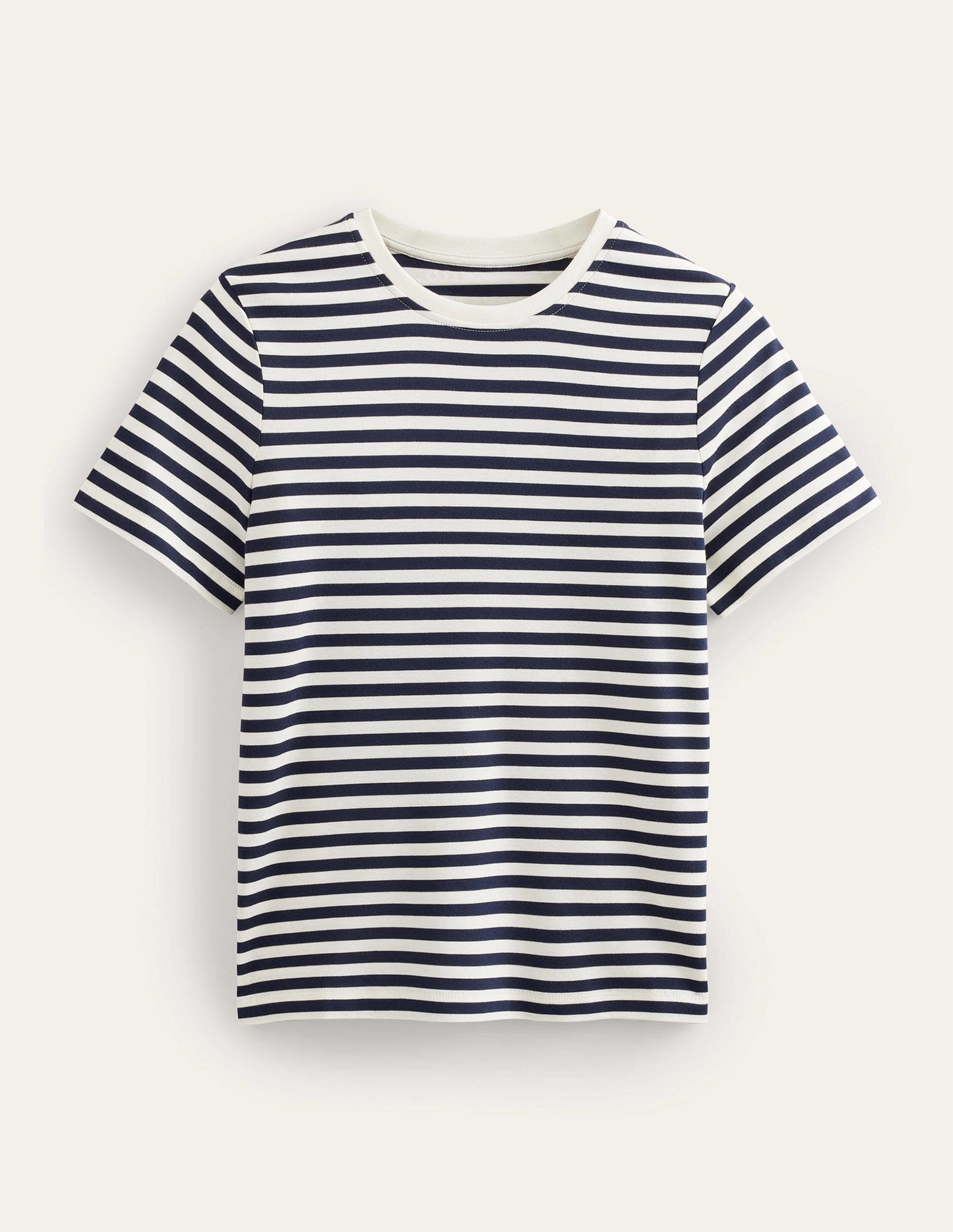 Perfect Cotton T-Shirt-Ivory / Navy Stripe