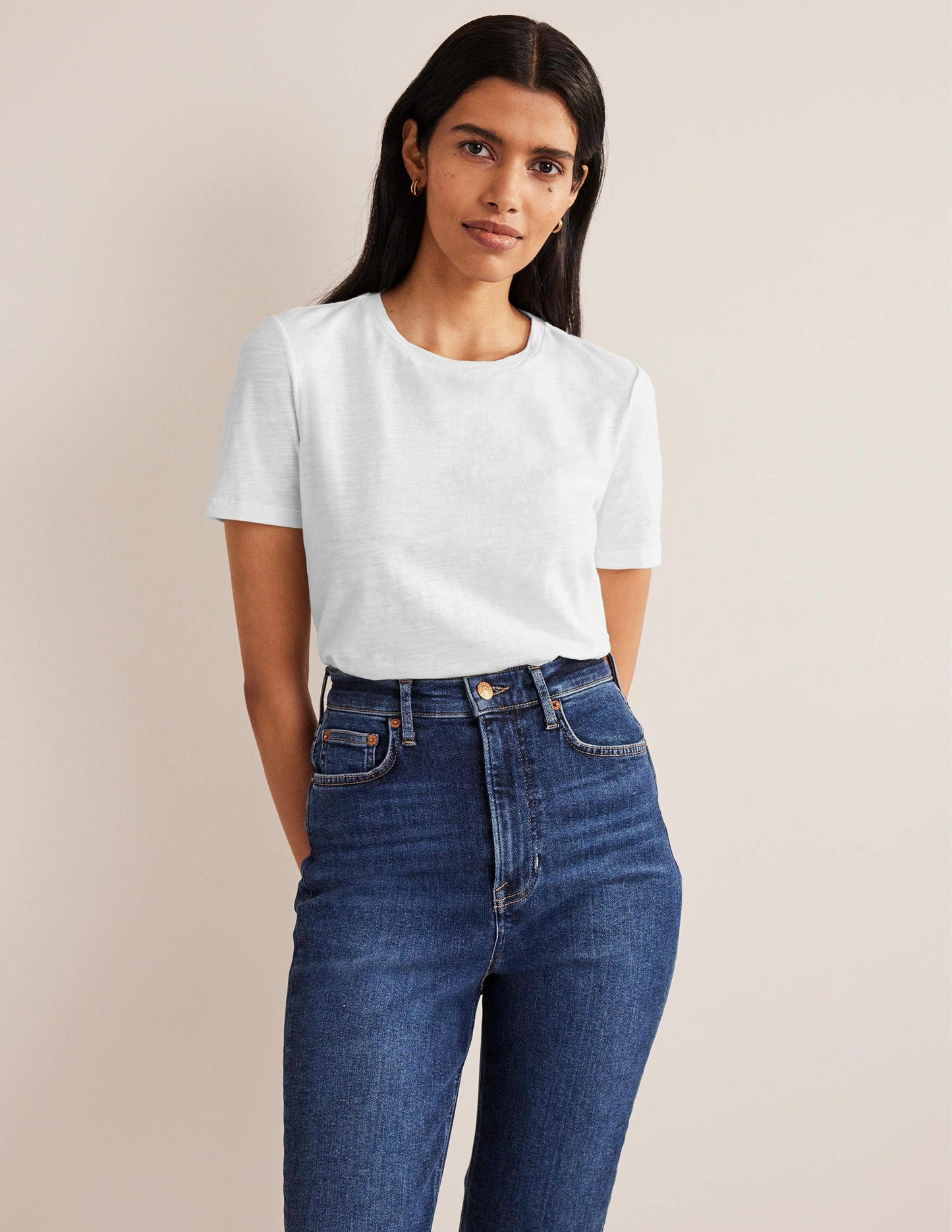 Cotton Crew Neck T-Shirt-White