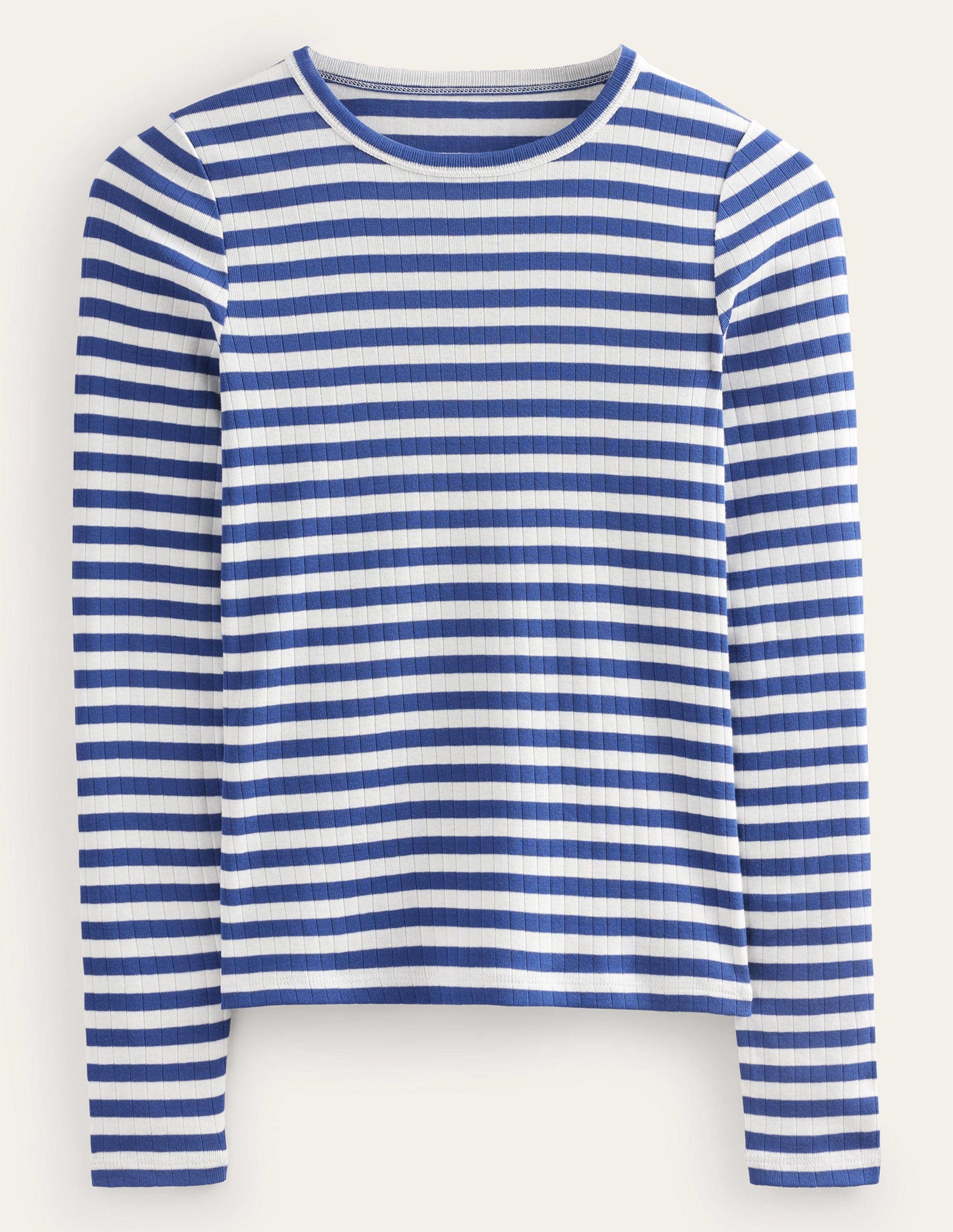 Alice T-Shirt mit Rippstruktur-Lapisblau, Naturweiß Gestreift