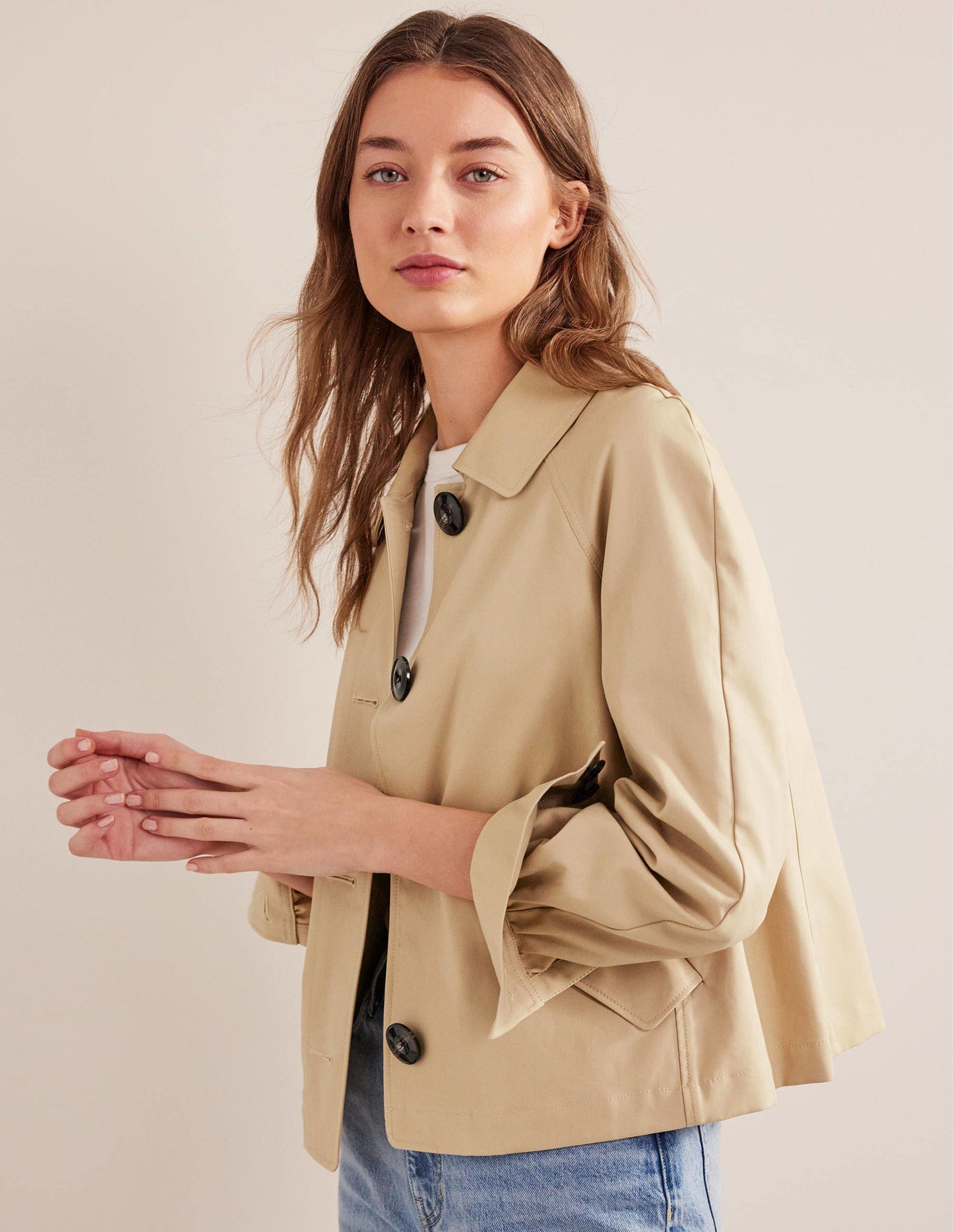 Trenchjacke aus Baumwolle-Steingrau