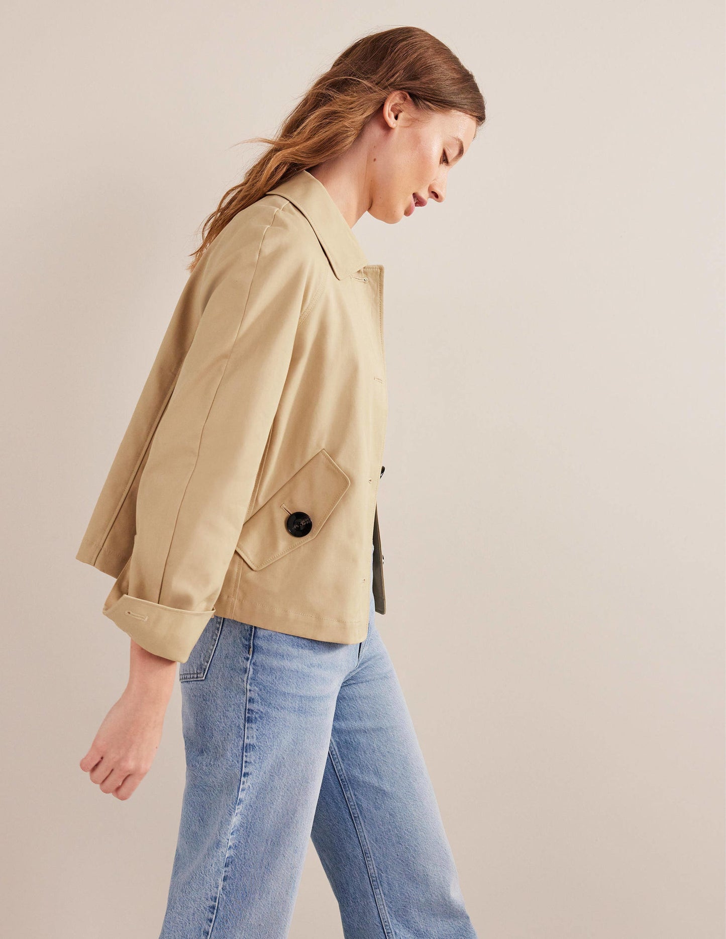 Trenchjacke aus Baumwolle-Steingrau