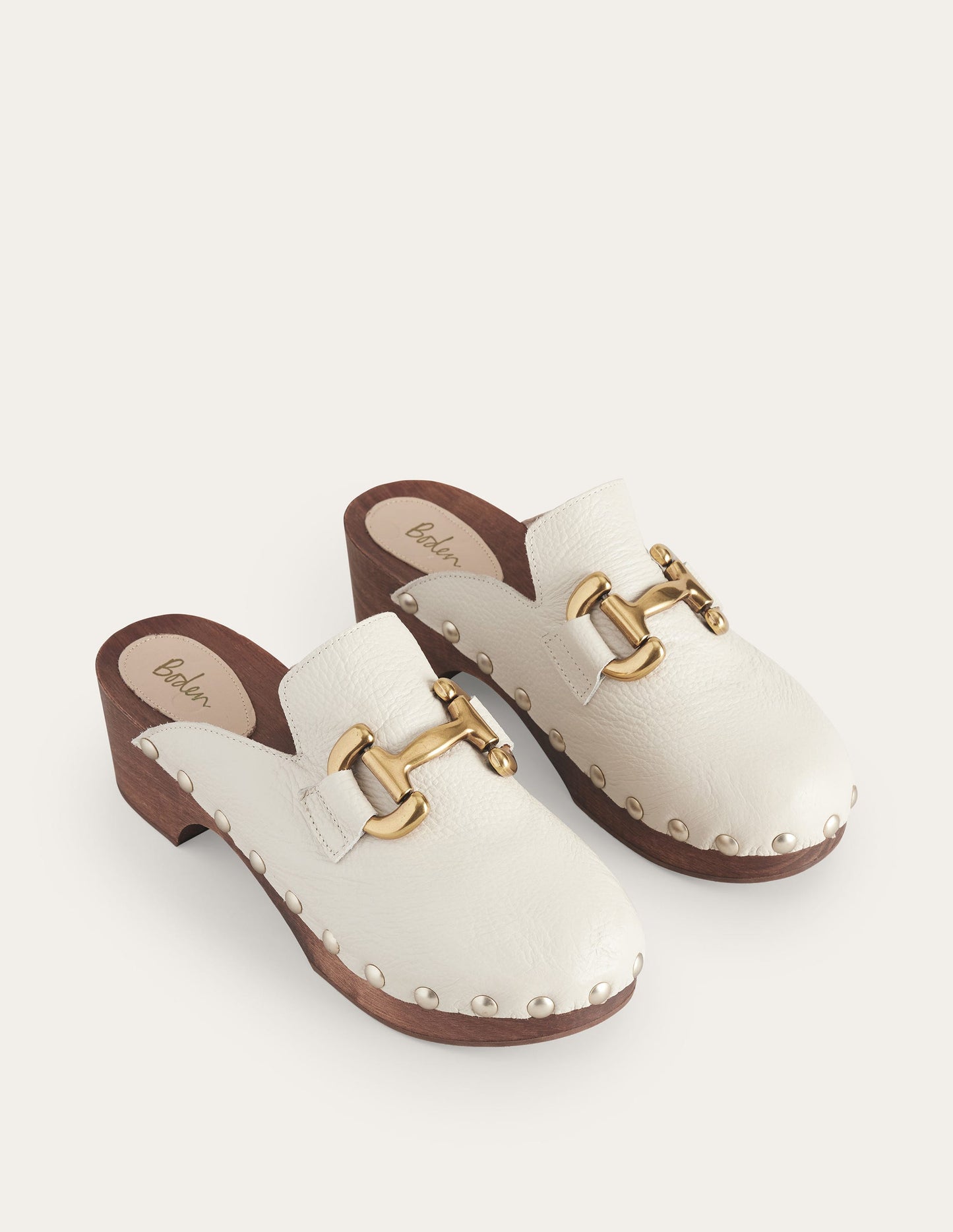 Iris Absatz-Clogs mit Trensendetail-Ecru